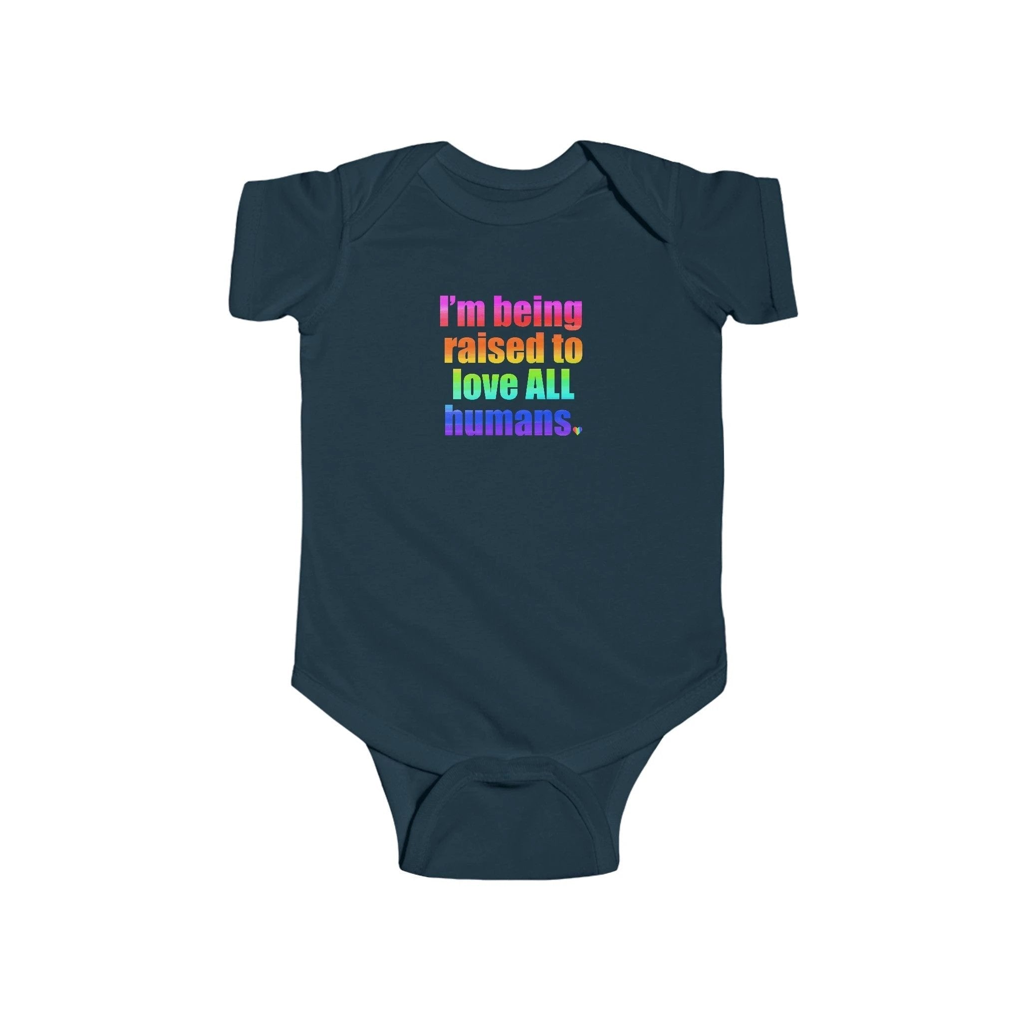 Bespattered Facade Love All Humans Infant Fine Jersey Bodysuit by Bespattered Facade