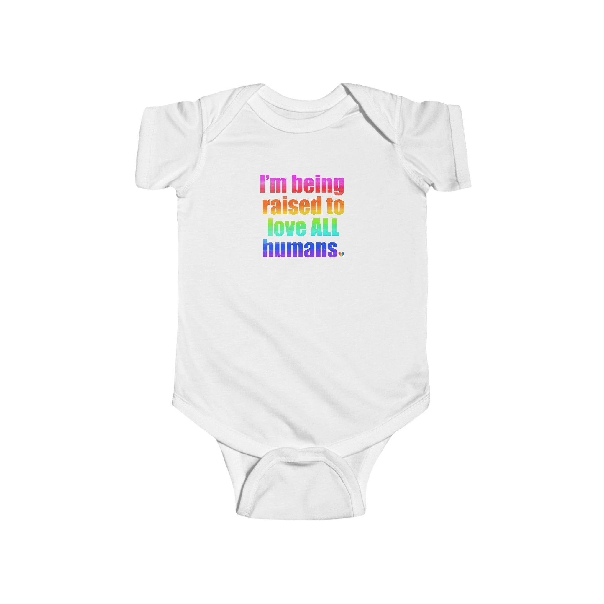 Bespattered Facade Love All Humans Infant Fine Jersey Bodysuit by Bespattered Facade
