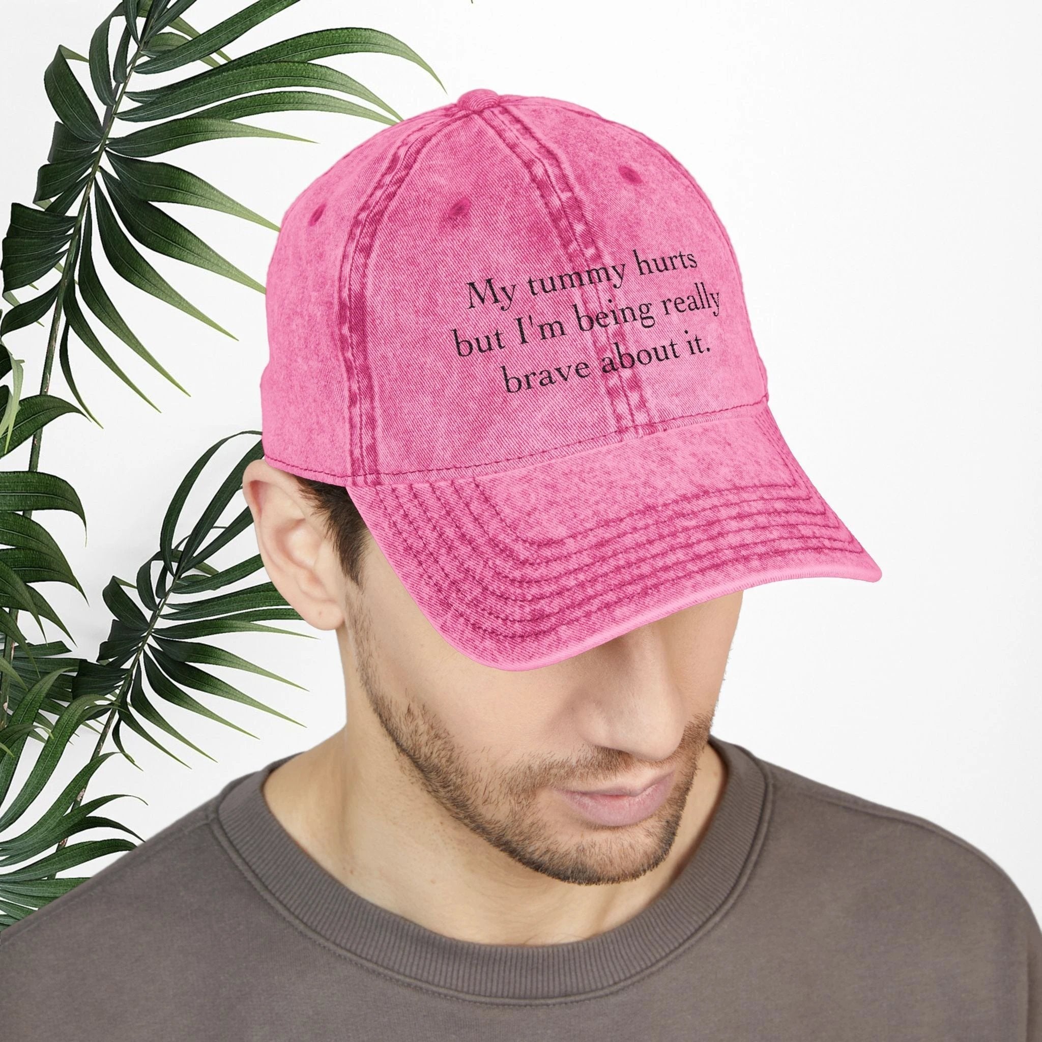 Bespattered Facade "My Tummy Hurts" Black Embroidered Vintage Cap by Bespattered Facade