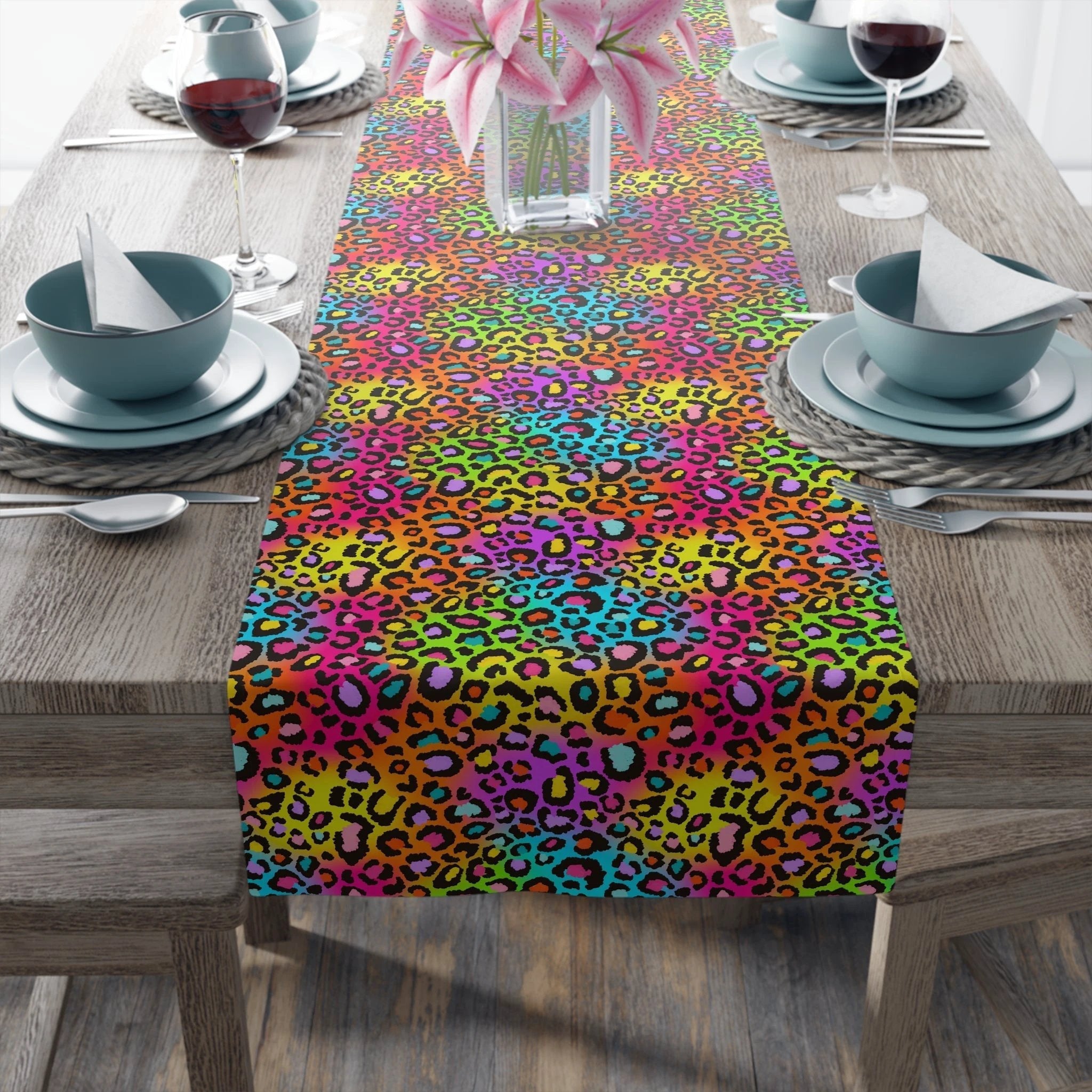 Bespattered Facade Neon Leopard Table Runner (2 sizes) by Bespattered Facade