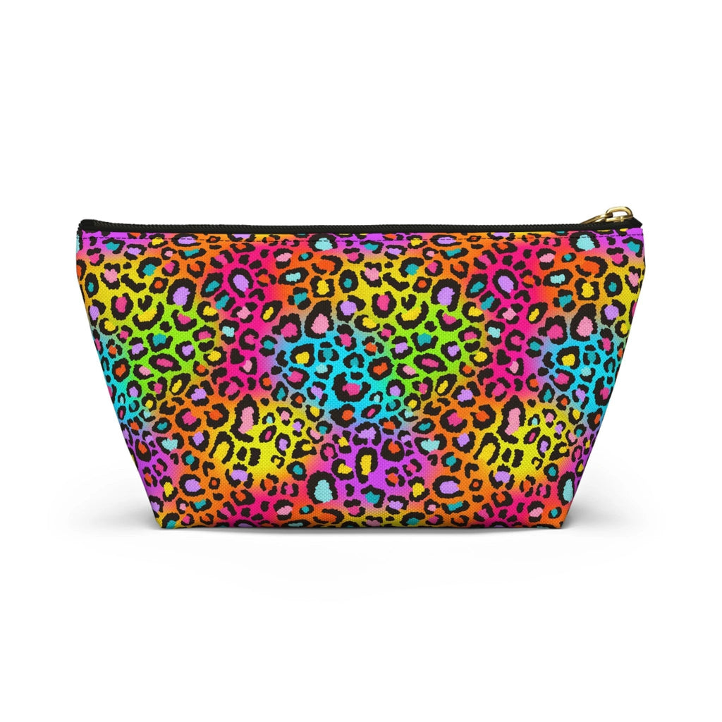Bespattered Facade Neon Rainbow Leopard Accessory Pouch With T-Bottom | 2 Sizes by Bespattered Facade