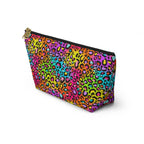 Bespattered Facade Neon Rainbow Leopard Accessory Pouch With T-Bottom | 2 Sizes by Bespattered Facade