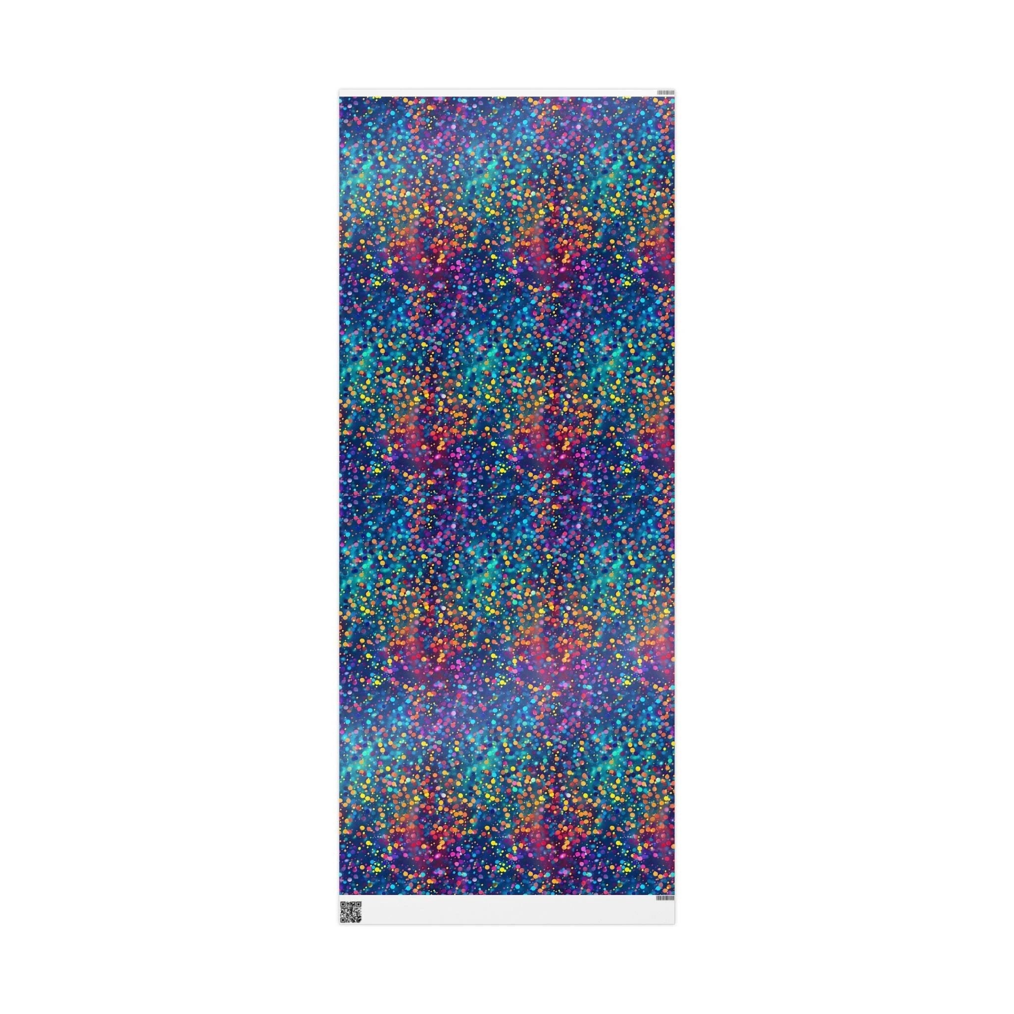 Bespattered Facade Party Time Rainbow Confetti Dots Wrapping Paper | Three Sizes | Glossy or Matte by Bespattered Facade