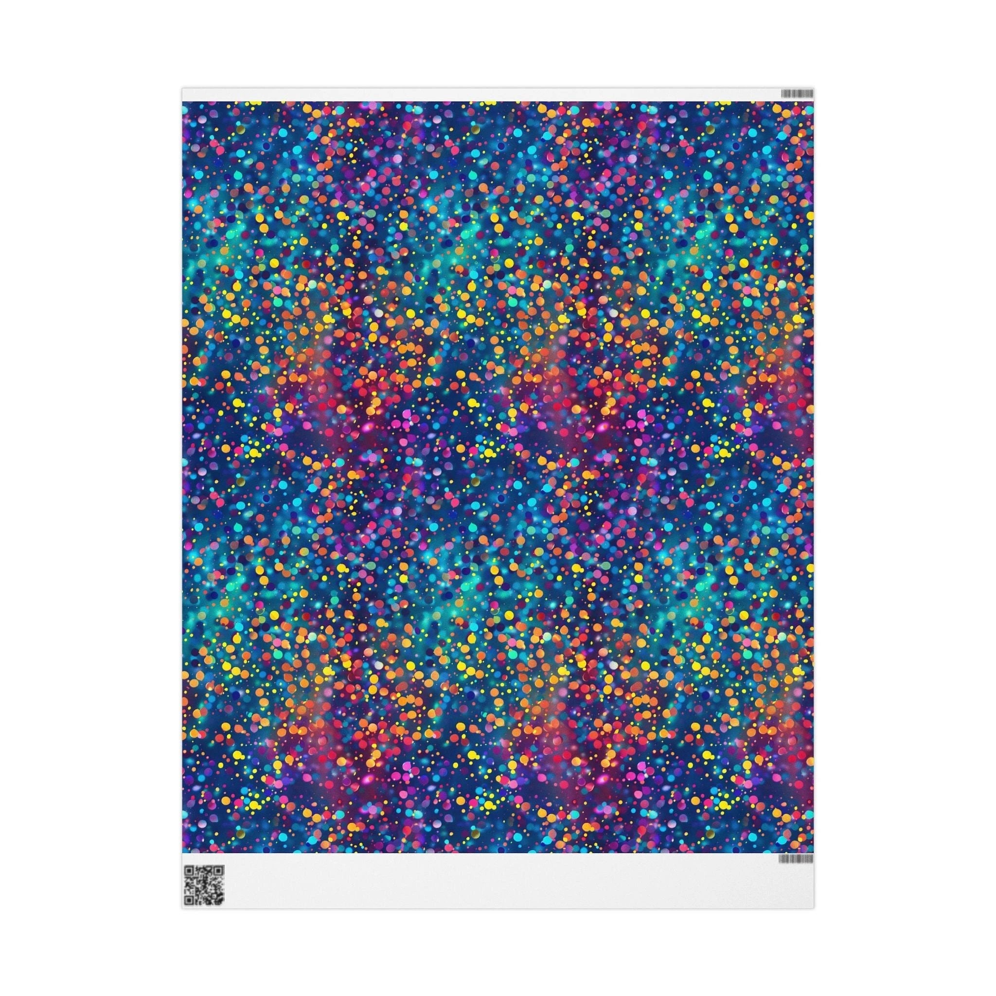 Bespattered Facade Party Time Rainbow Confetti Dots Wrapping Paper | Three Sizes | Glossy or Matte by Bespattered Facade
