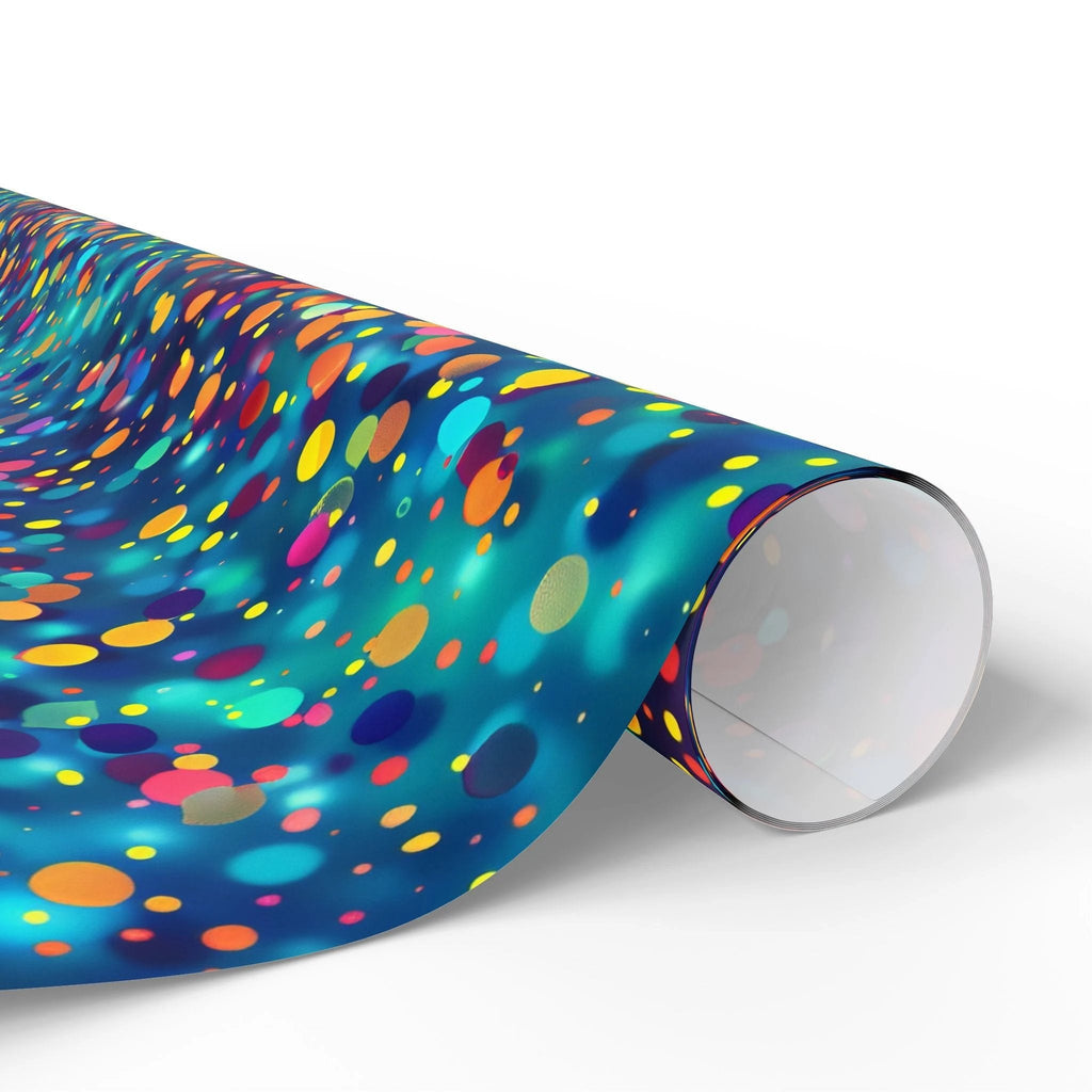 Bespattered Facade Party Time Rainbow Confetti Dots Wrapping Paper | Three Sizes | Glossy or Matte by Bespattered Facade