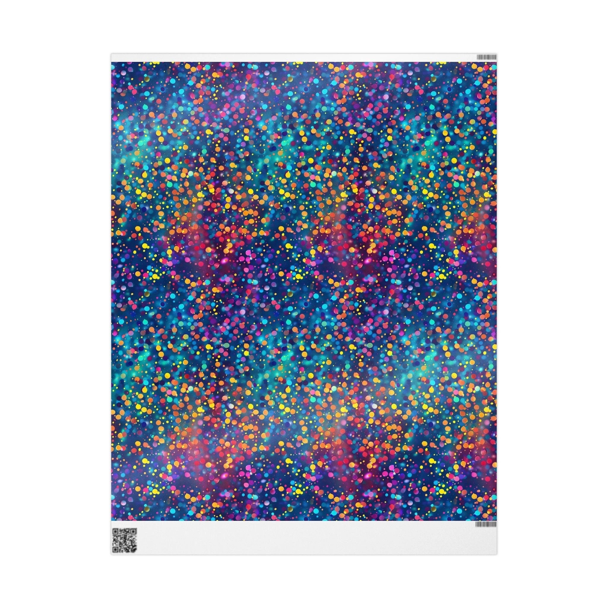 Bespattered Facade Party Time Rainbow Confetti Dots Wrapping Paper | Three Sizes | Glossy or Matte by Bespattered Facade