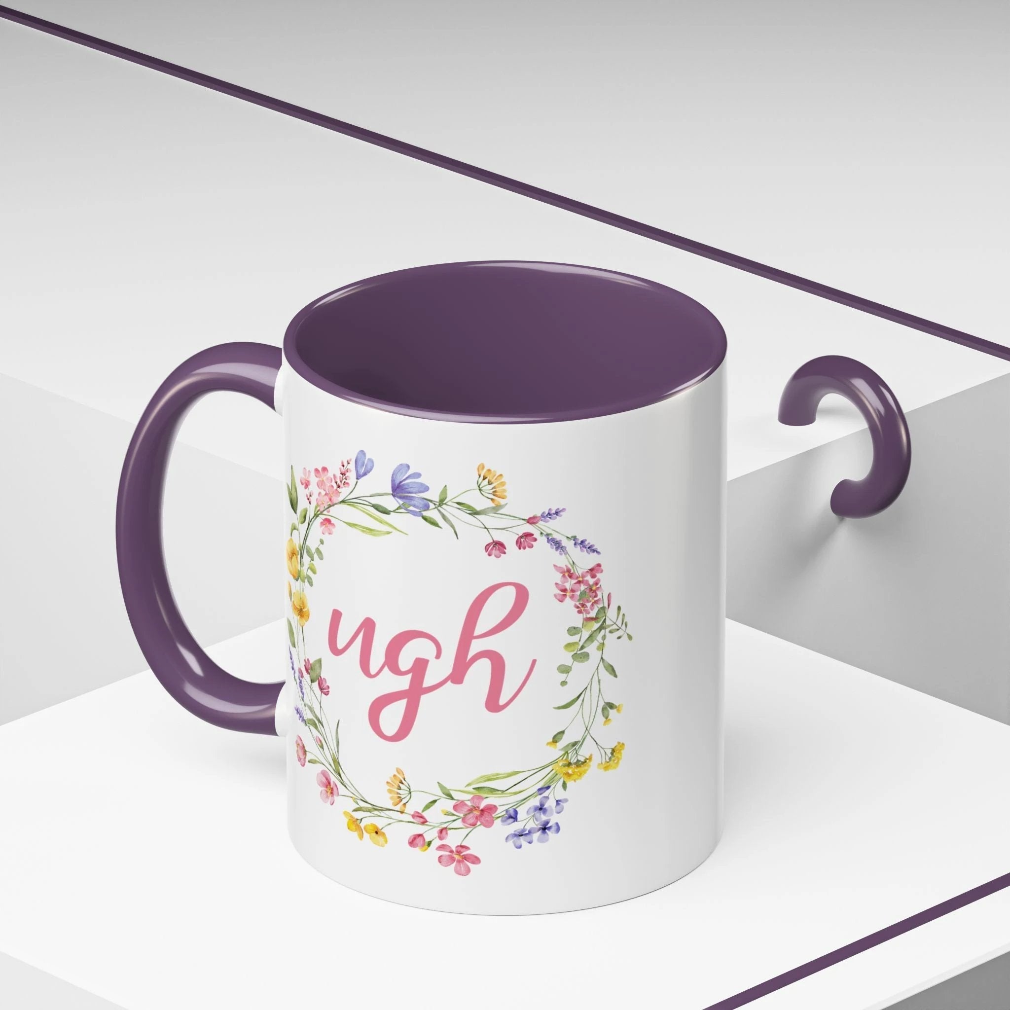 Bespattered Facade Pastel Floral Ugh Mug | Five Colors | 11oz by Bespattered Facade