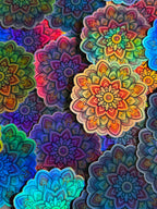 Bespattered Facade Pastel Rainbow Flower Mandala Holographic Sticker by Bespattered Facade
