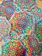 Bespattered Facade Pastel Rainbow Flower Mandala Holographic Sticker by Bespattered Facade