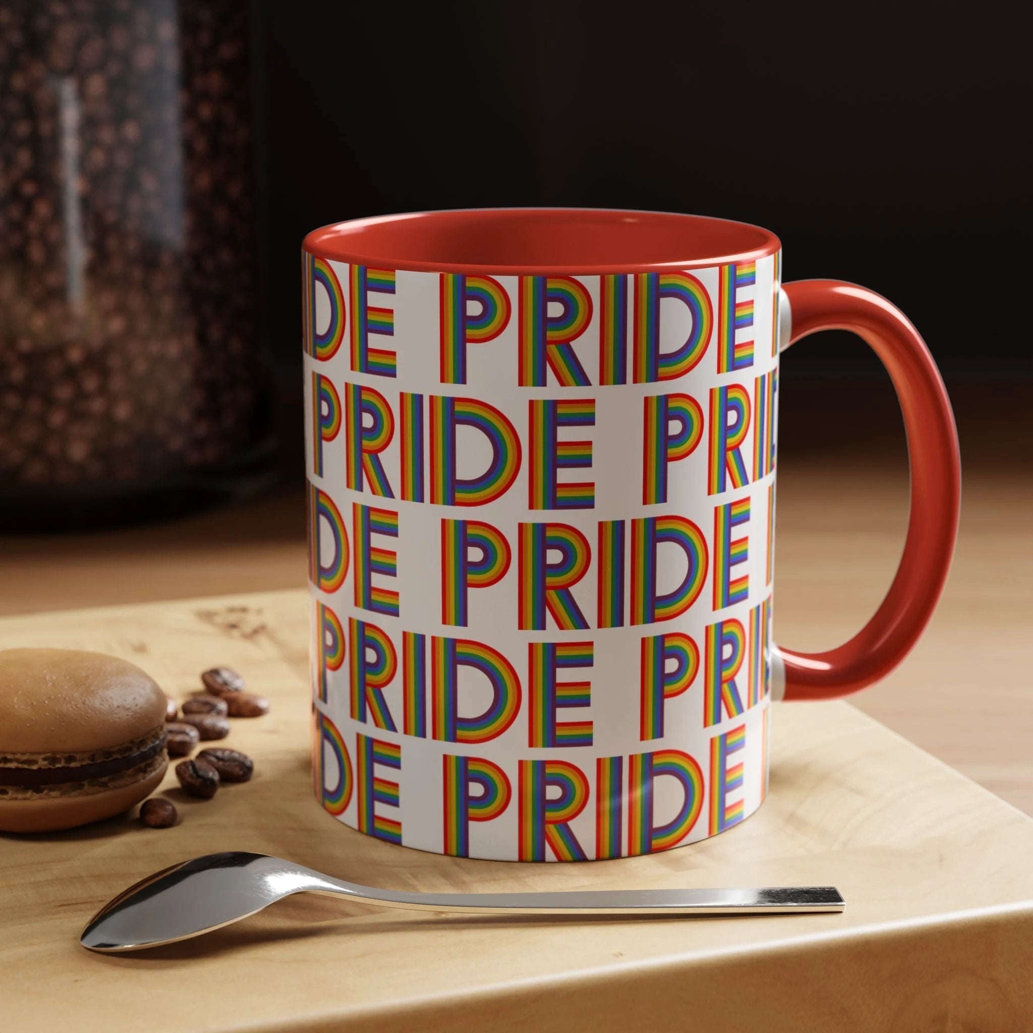 Bespattered Facade Pride Rainbow Ribbon Letters Mug | Eight Colors | 11oz or 15oz by Bespattered Facade
