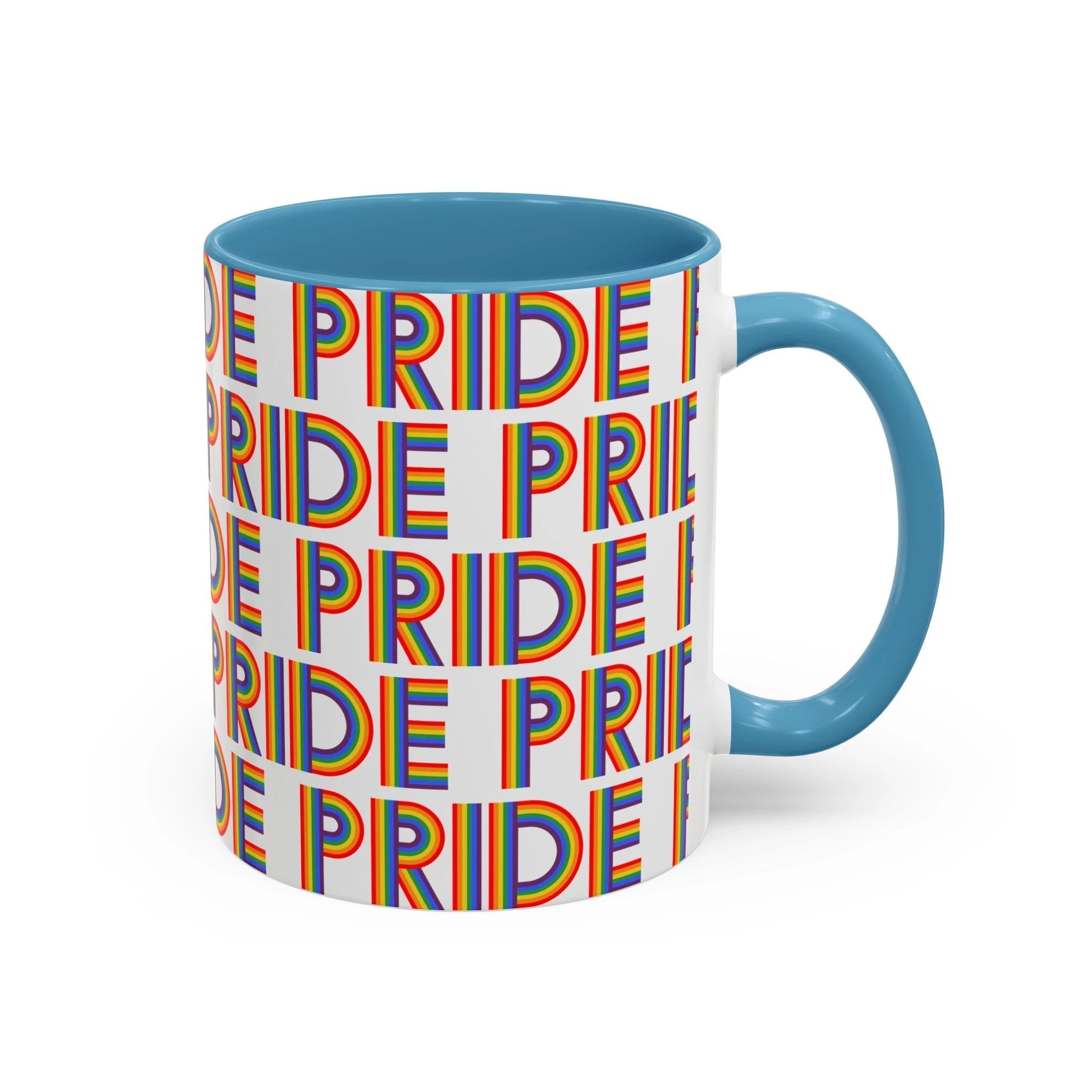 Bespattered Facade Pride Rainbow Ribbon Letters Mug | Eight Colors | 11oz or 15oz by Bespattered Facade