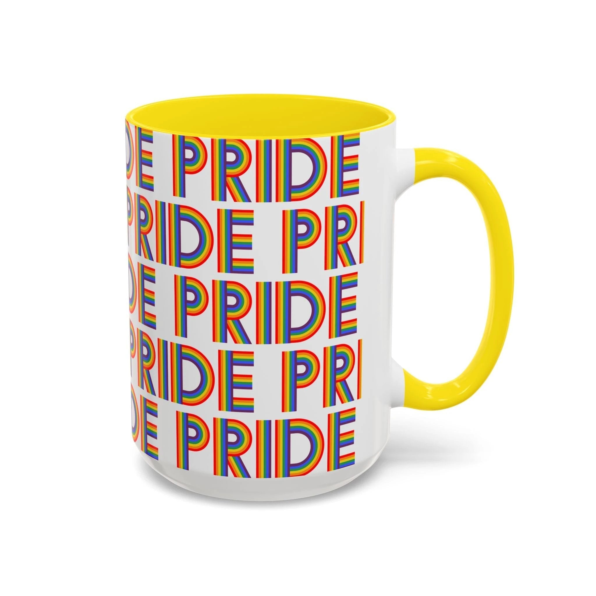 Bespattered Facade Pride Rainbow Ribbon Letters Mug | Eight Colors | 11oz or 15oz by Bespattered Facade