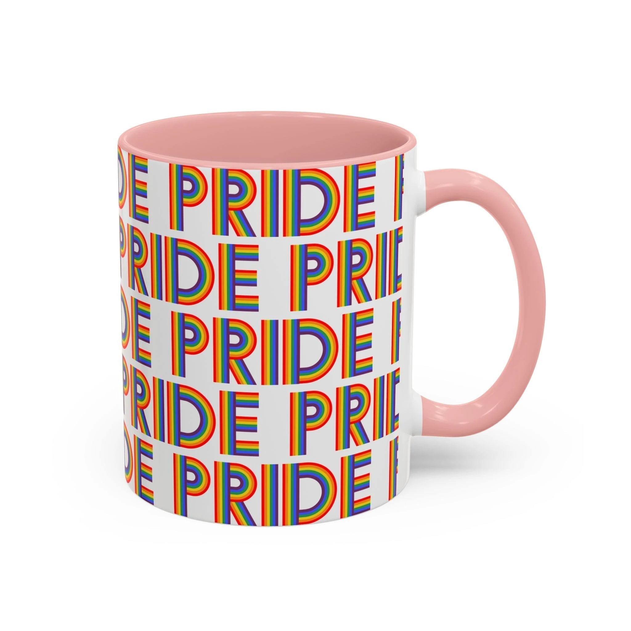 Bespattered Facade Pride Rainbow Ribbon Letters Mug | Eight Colors | 11oz or 15oz by Bespattered Facade