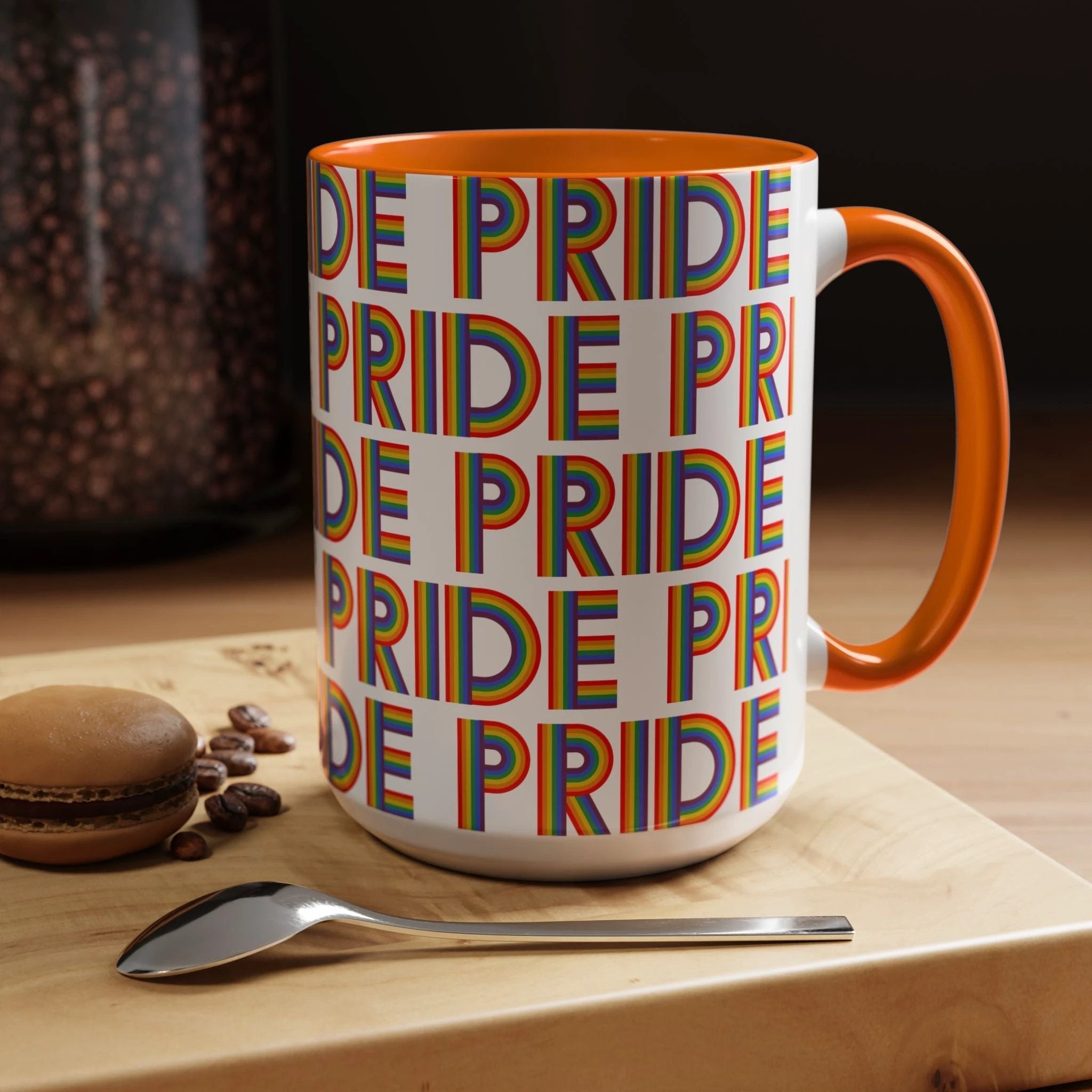 Bespattered Facade Pride Rainbow Ribbon Letters Mug | Eight Colors | 11oz or 15oz by Bespattered Facade