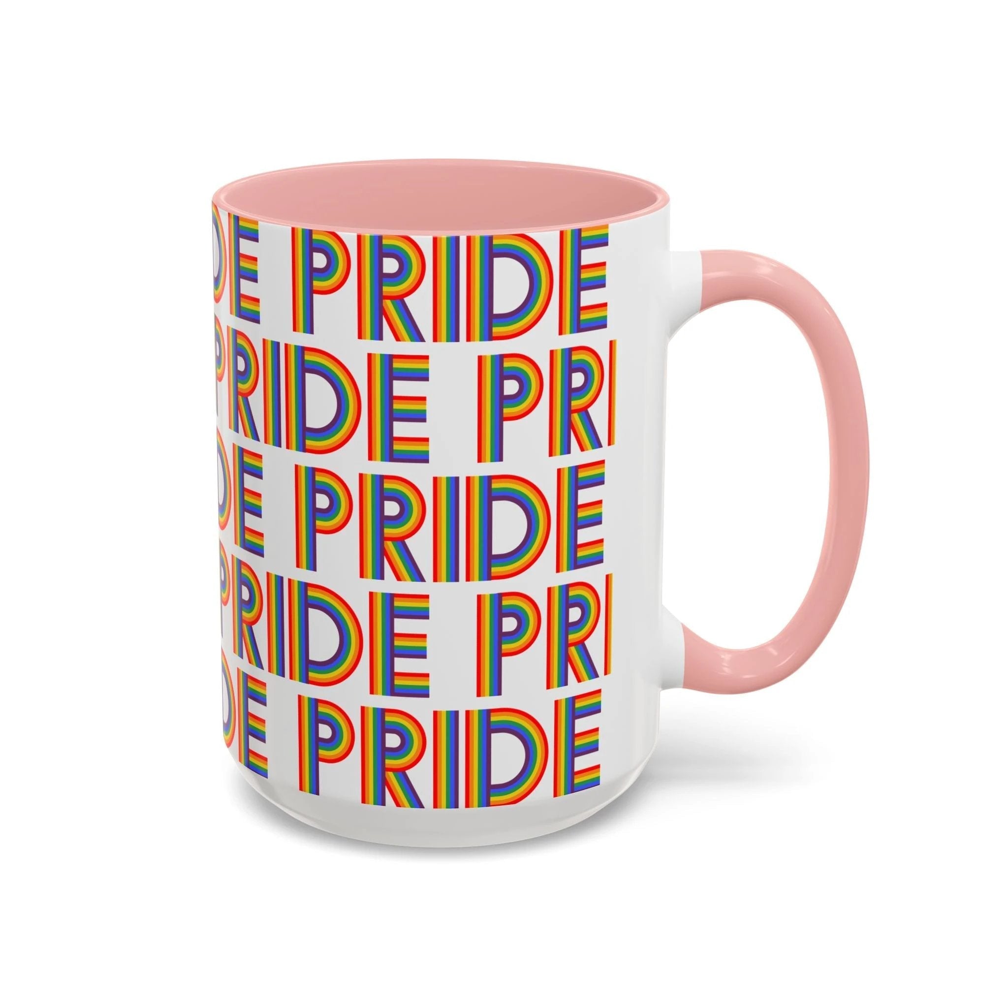 Bespattered Facade Pride Rainbow Ribbon Letters Mug | Eight Colors | 11oz or 15oz by Bespattered Facade
