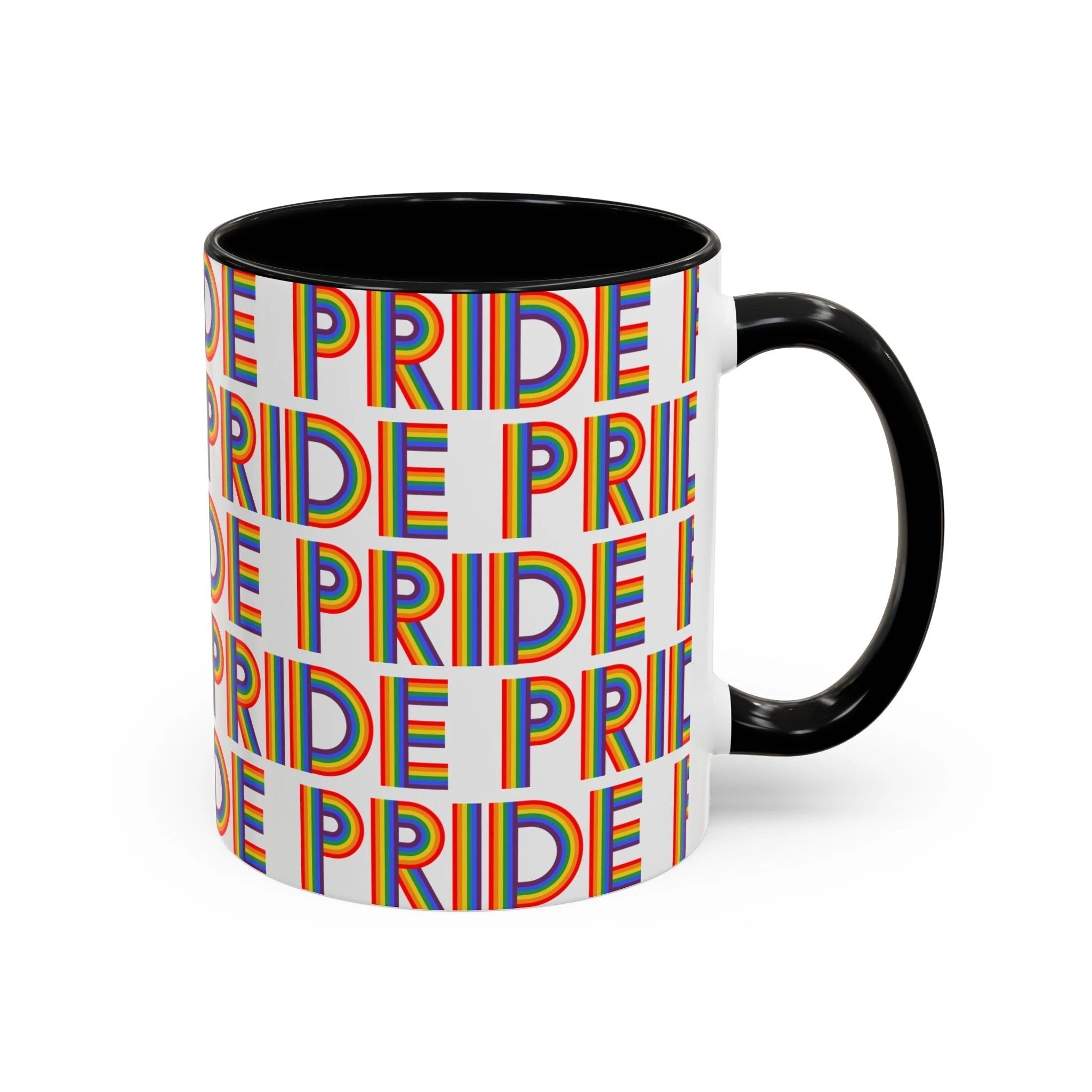 Bespattered Facade Pride Rainbow Ribbon Letters Mug | Eight Colors | 11oz or 15oz by Bespattered Facade