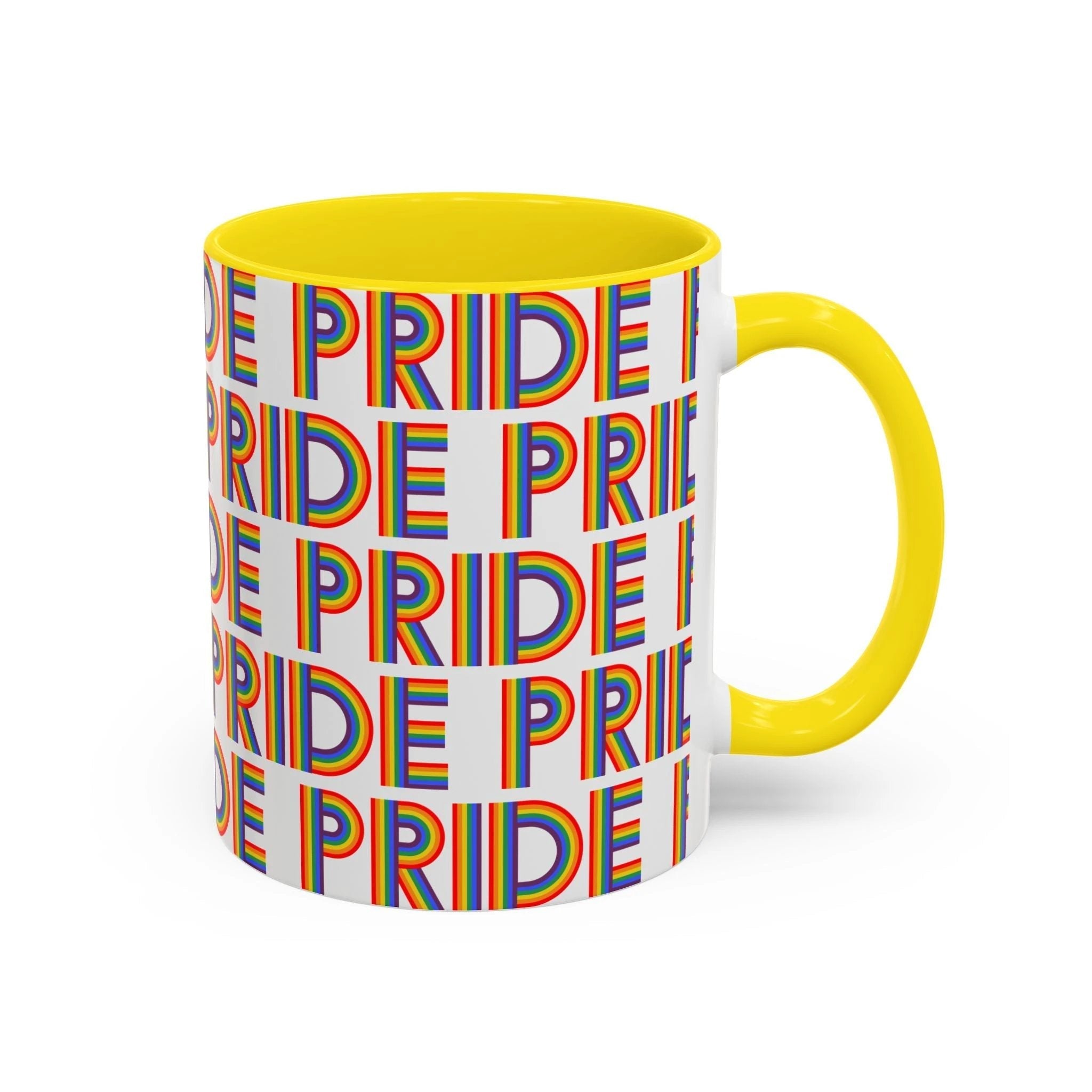 Bespattered Facade Pride Rainbow Ribbon Letters Mug | Eight Colors | 11oz or 15oz by Bespattered Facade