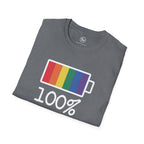 Bespattered Facade Rainbow Battery Unisex Softstyle T-Shirt T-Shirt La Vie Bien Bespattered Facade Rainbow Battery Unisex Softstyle T-Shirt