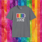 Bespattered Facade Rainbow Battery Unisex Softstyle T-Shirt T-Shirt La Vie Bien Bespattered Facade Rainbow Battery Unisex Softstyle T-Shirt