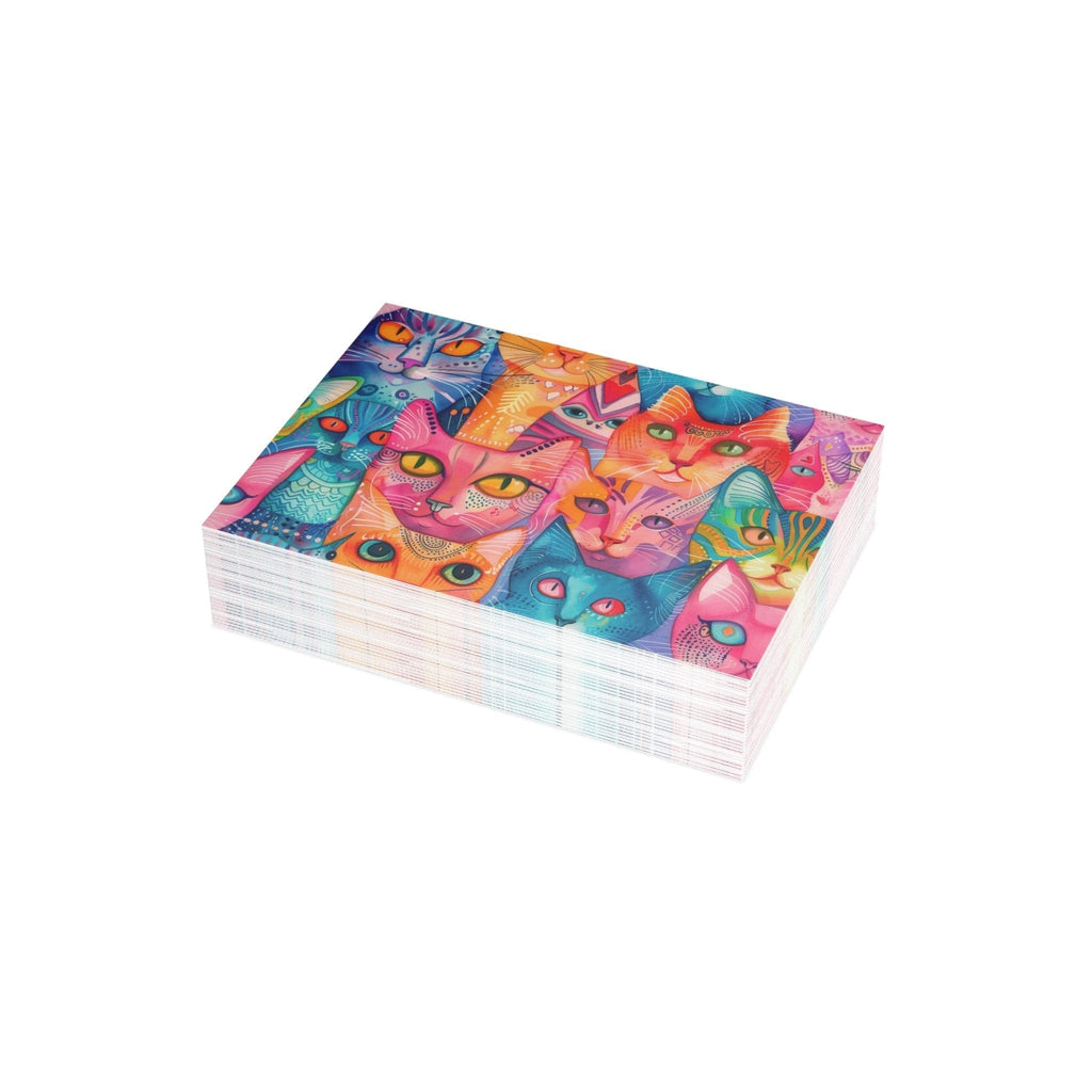 Bespattered Facade Rainbow Cat Party Greeting Cards | Sets of 1, 10, 30, or 50