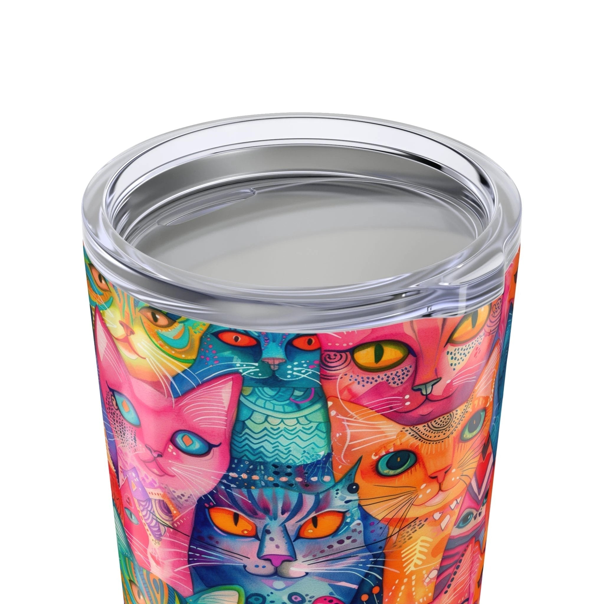 Bespattered Facade Rainbow Cat Party Tumbler 20oz by Bespattered Facade
