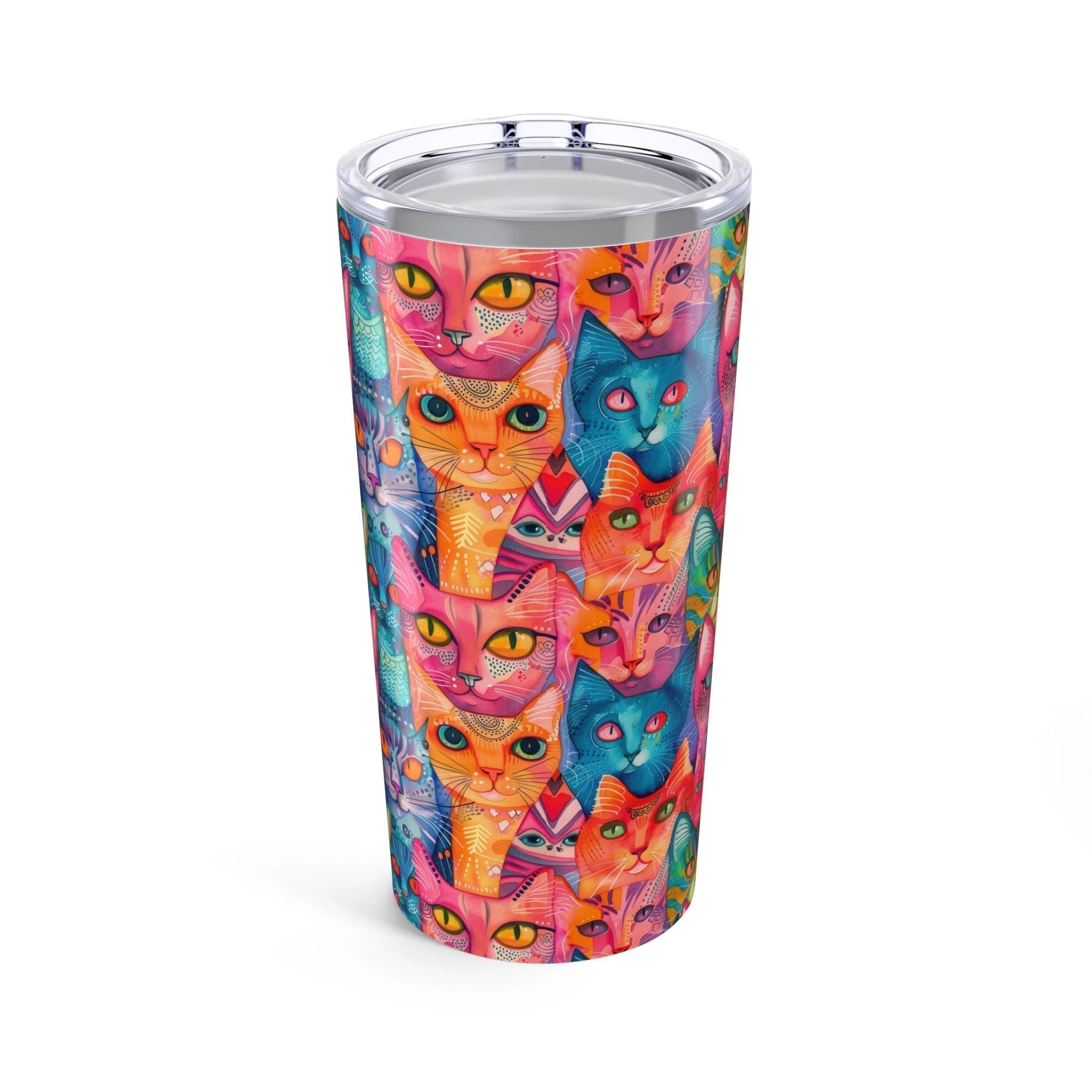 Bespattered Facade Rainbow Cat Party Tumbler 20oz by Bespattered Facade