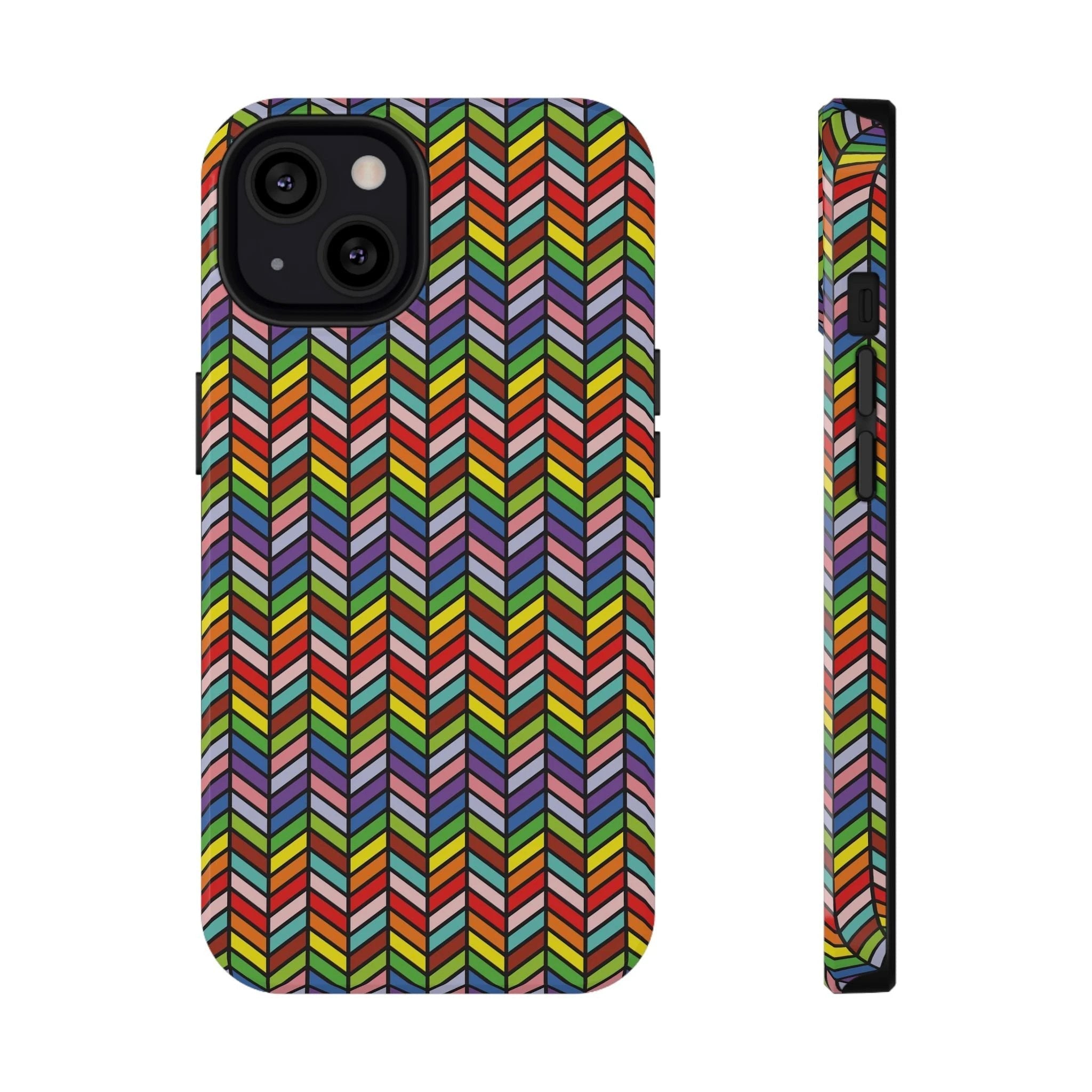 Bespattered Facade Rainbow Chevron Tiles Impact-Resistant Case by Bespattered Facade