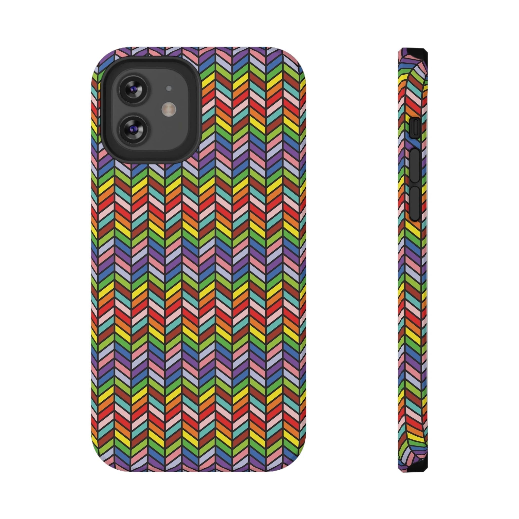 Bespattered Facade Rainbow Chevron Tiles Impact-Resistant Case by Bespattered Facade
