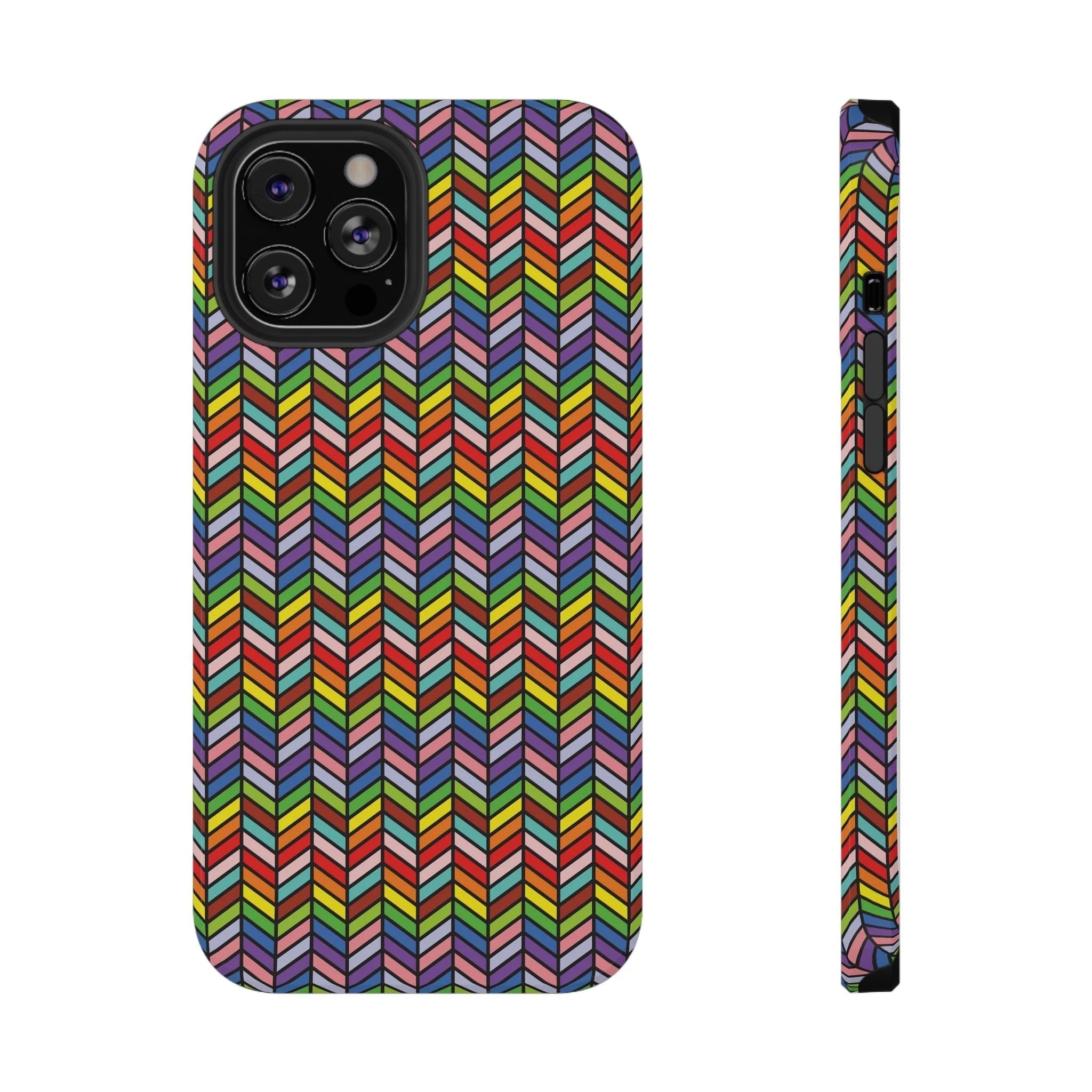 Bespattered Facade Rainbow Chevron Tiles Impact-Resistant Case by Bespattered Facade