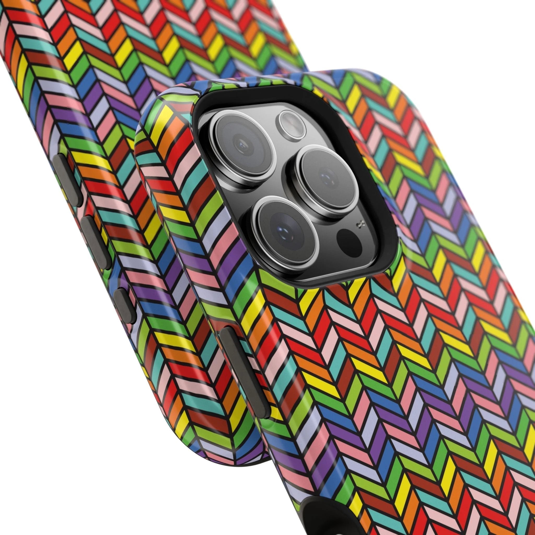 Bespattered Facade Rainbow Chevron Tiles Impact-Resistant Case by Bespattered Facade