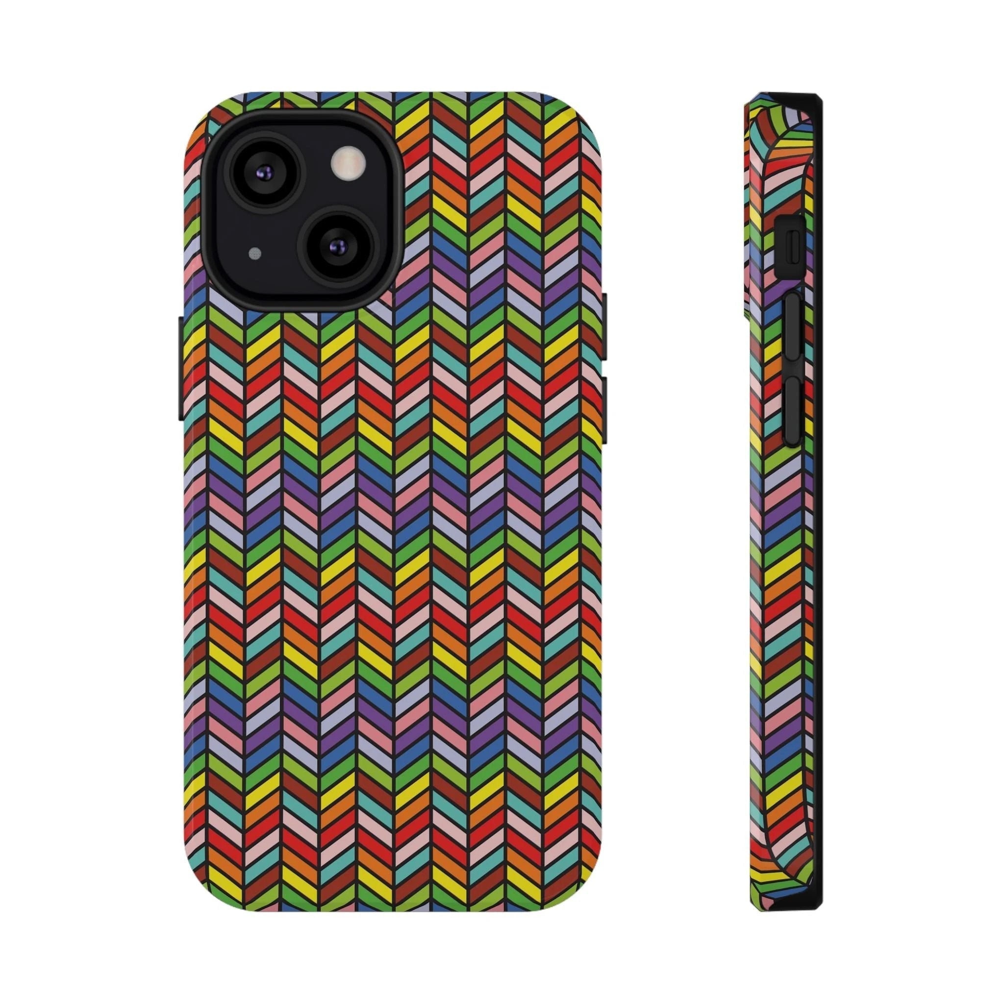 Bespattered Facade Rainbow Chevron Tiles Impact-Resistant Case by Bespattered Facade