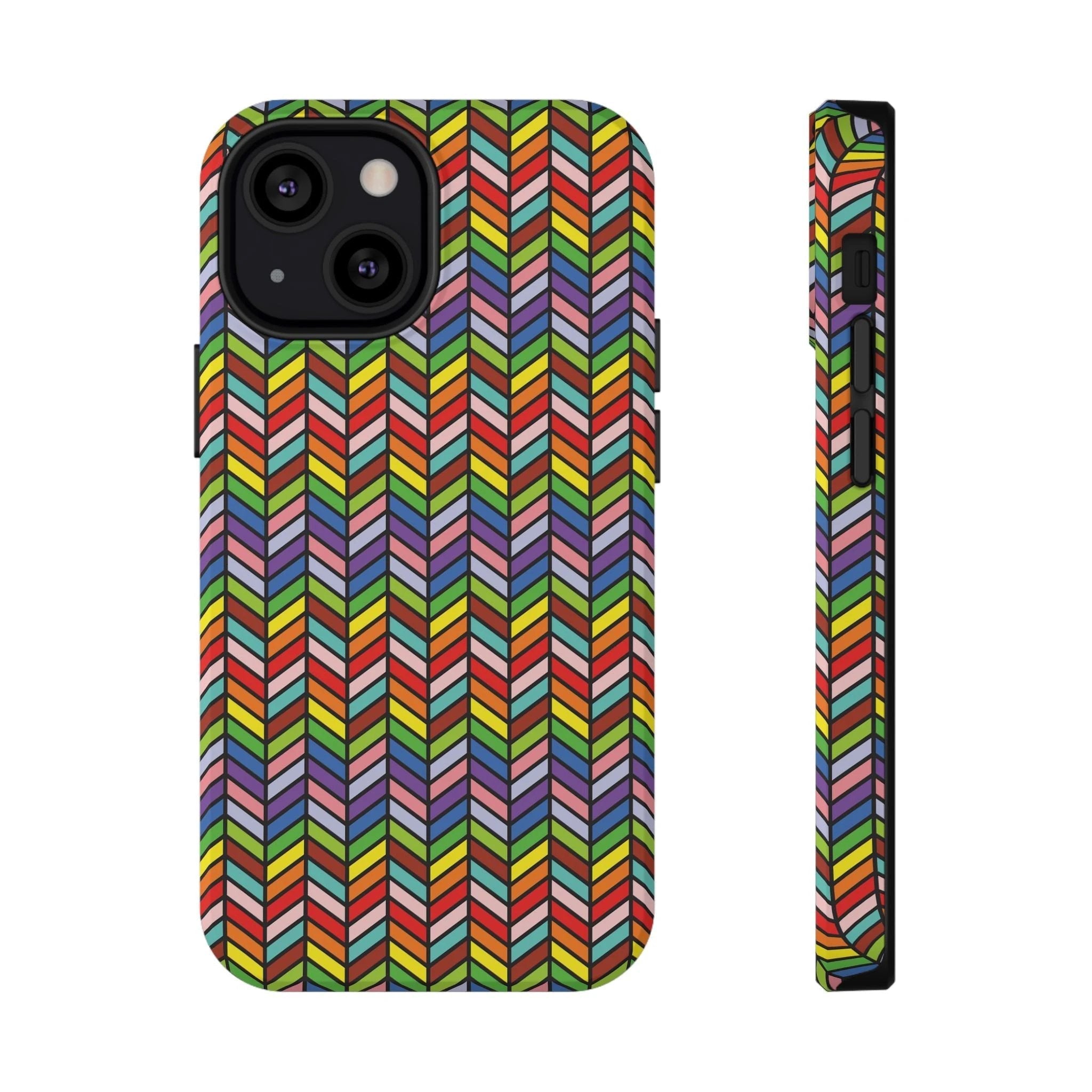 Bespattered Facade Rainbow Chevron Tiles Impact-Resistant Case by Bespattered Facade
