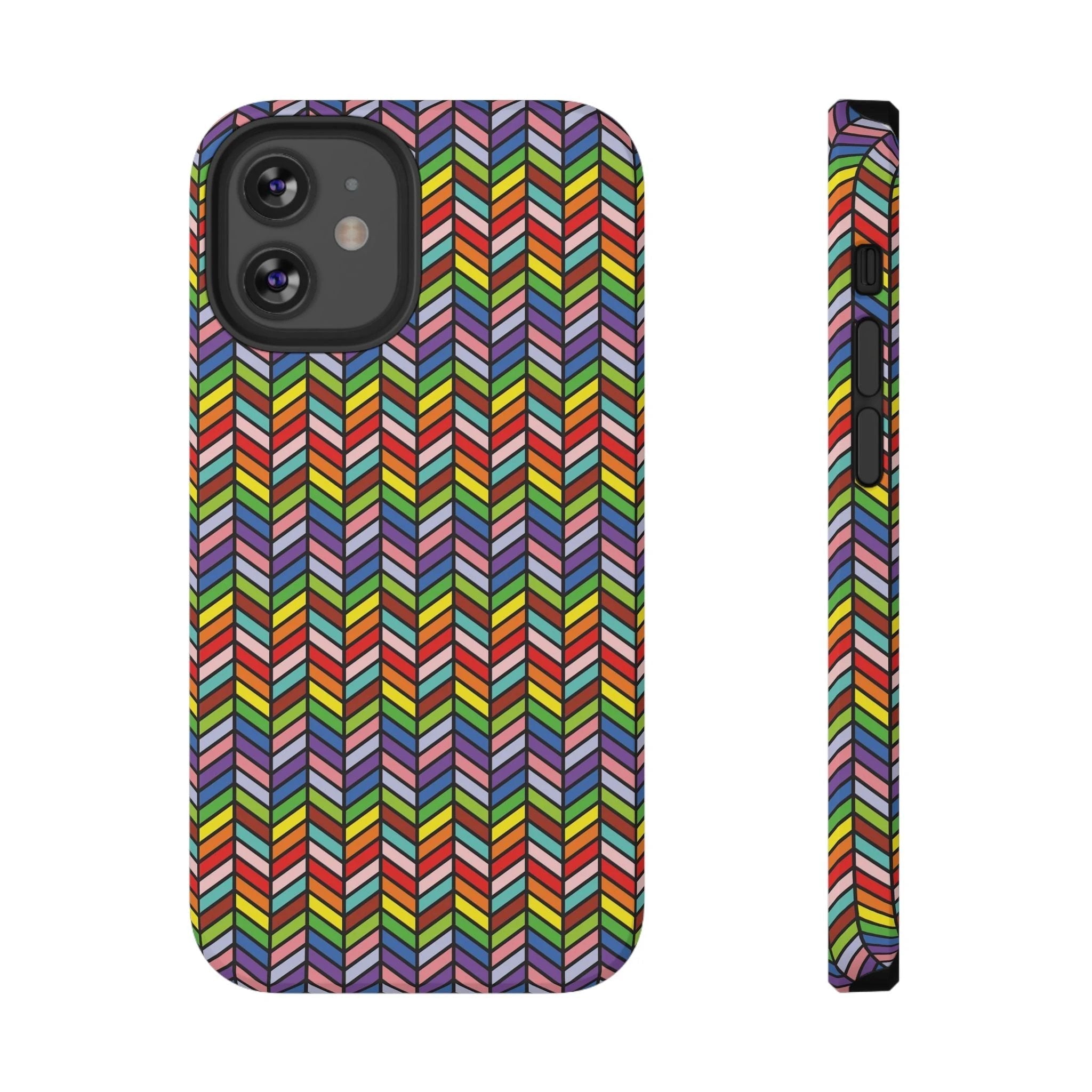 Bespattered Facade Rainbow Chevron Tiles Impact-Resistant Case by Bespattered Facade