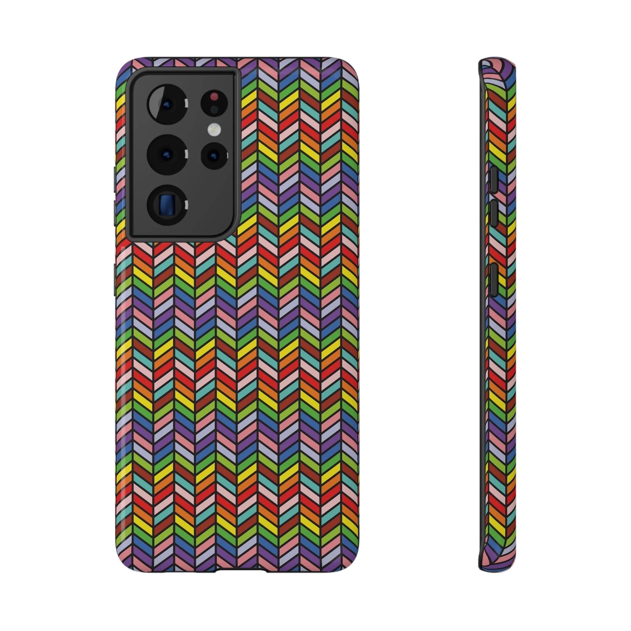 Bespattered Facade Rainbow Chevron Tiles Impact-Resistant Case by Bespattered Facade