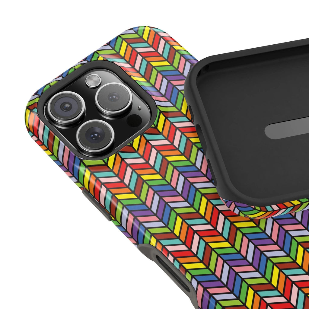 Bespattered Facade Rainbow Chevron Tiles Impact-Resistant Case by Bespattered Facade