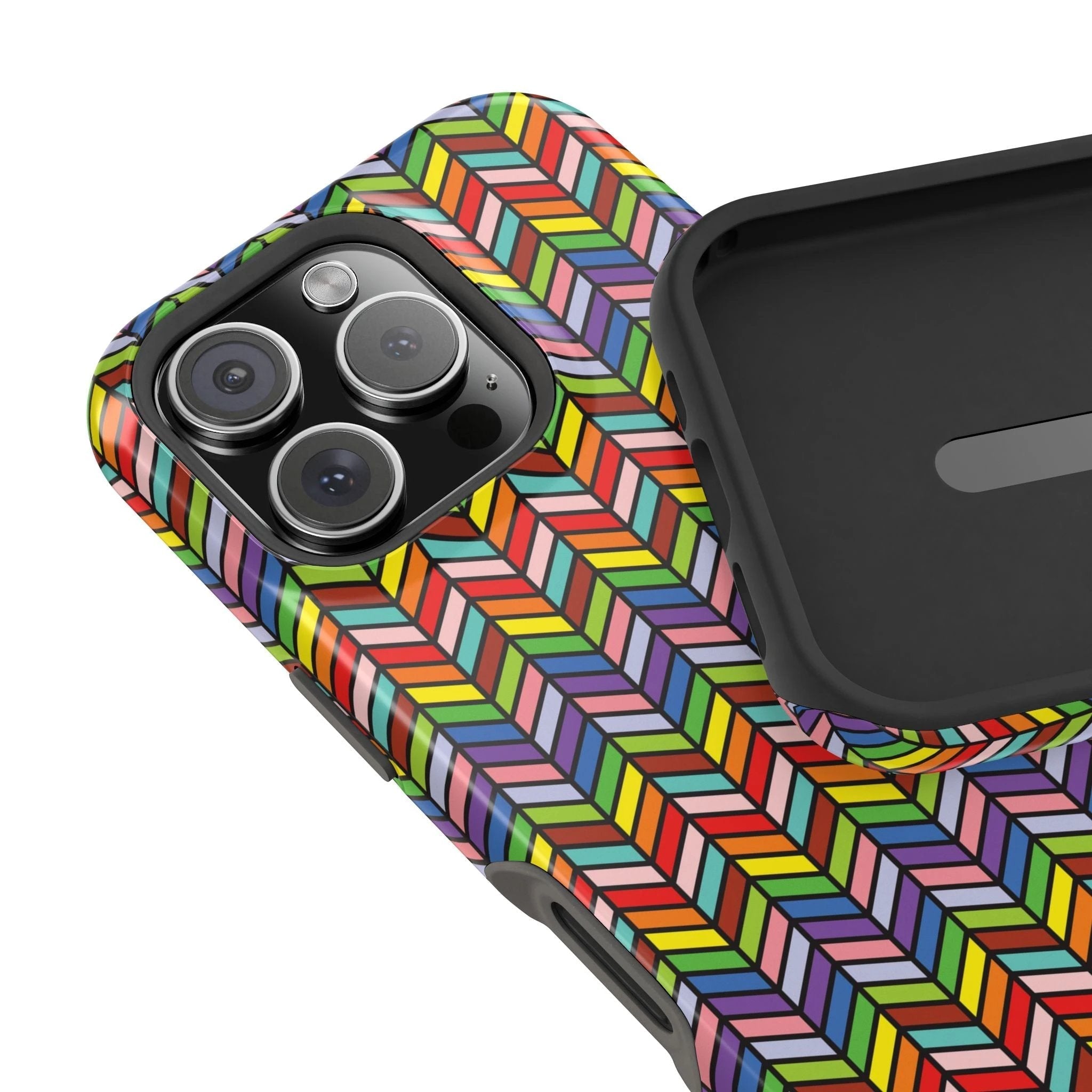Bespattered Facade Rainbow Chevron Tiles Impact-Resistant Case by Bespattered Facade