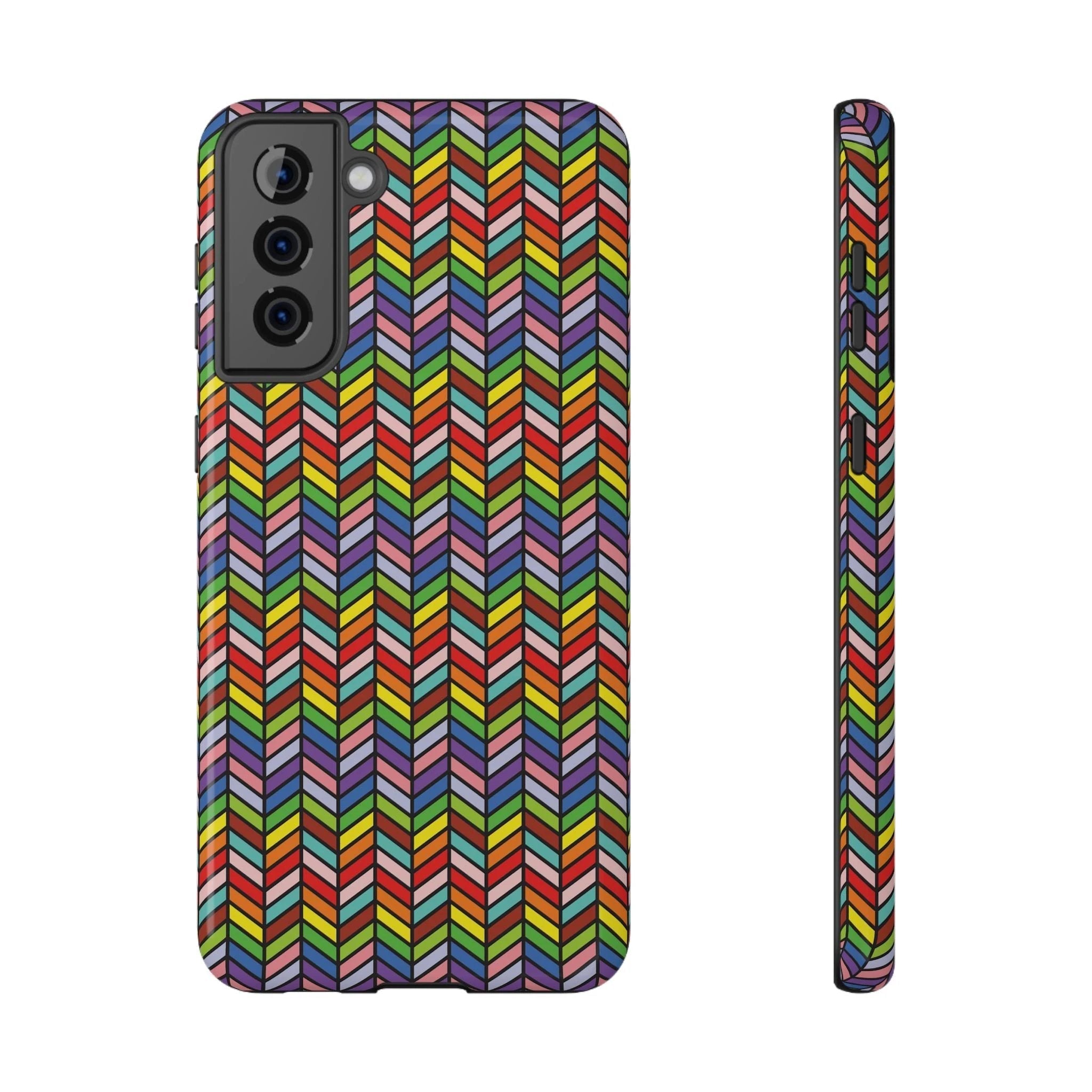 Bespattered Facade Rainbow Chevron Tiles Impact-Resistant Case by Bespattered Facade
