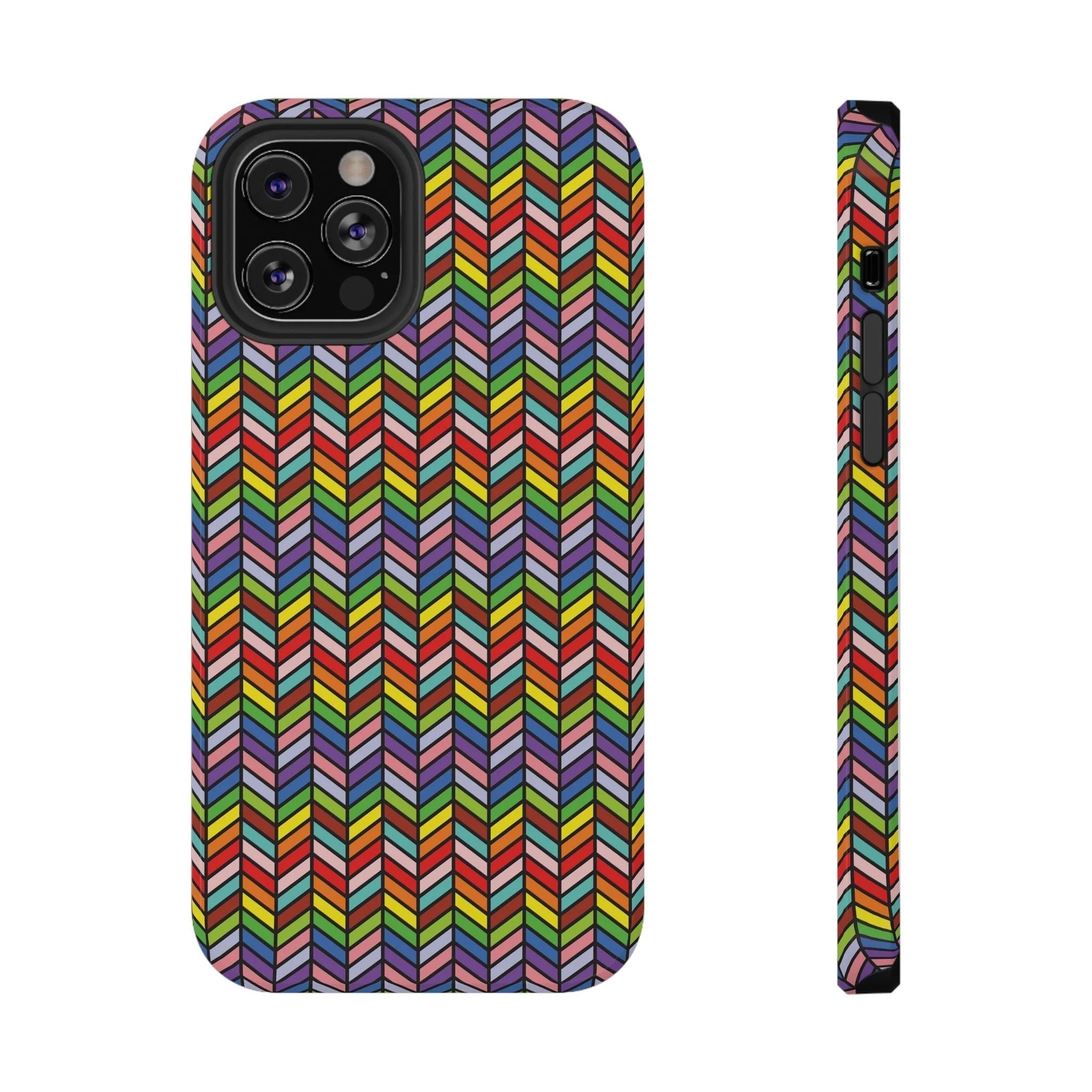 Bespattered Facade Rainbow Chevron Tiles Impact-Resistant Case by Bespattered Facade