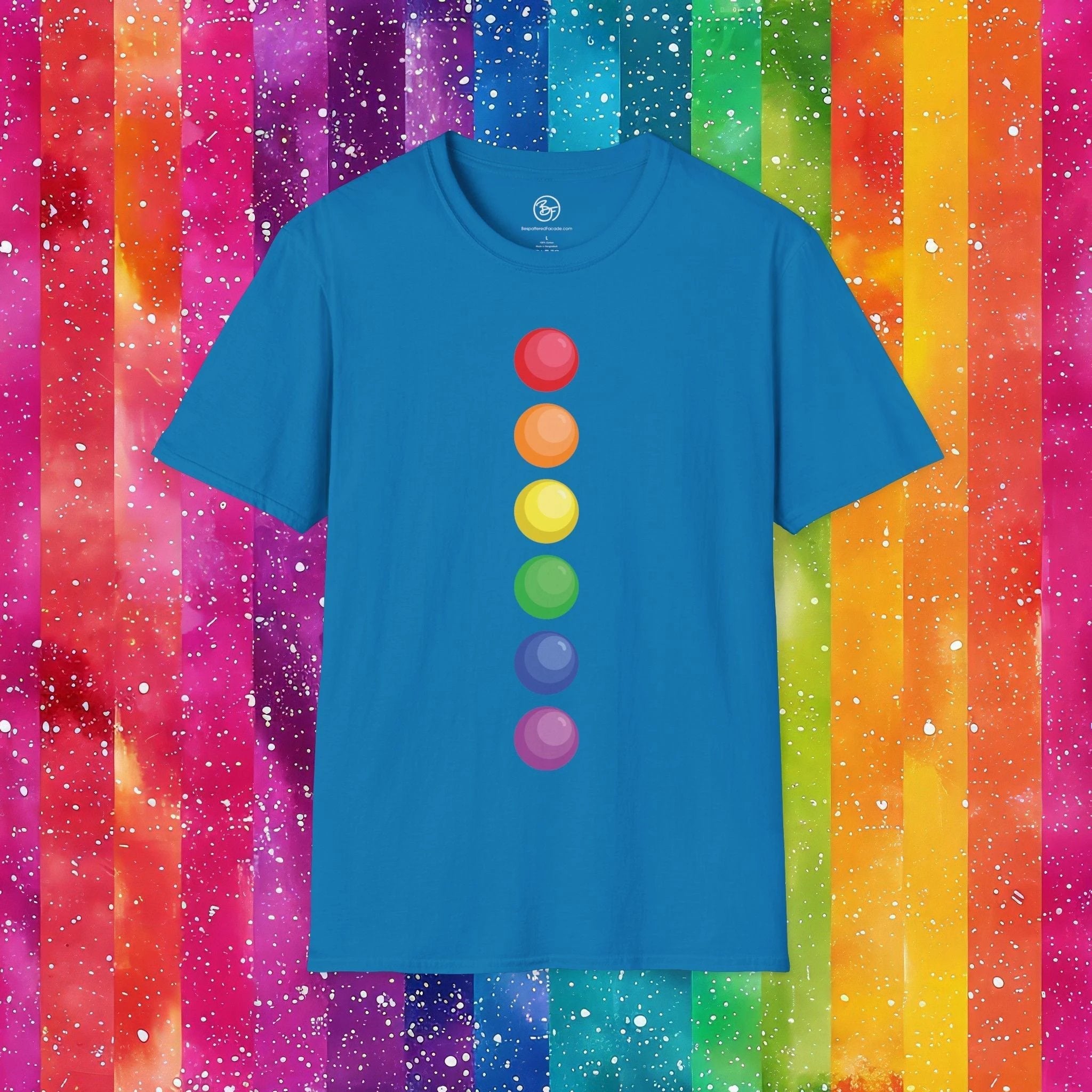 Bespattered Facade Rainbow Dots Unisex Softstyle T-Shirt by Bespattered Facade