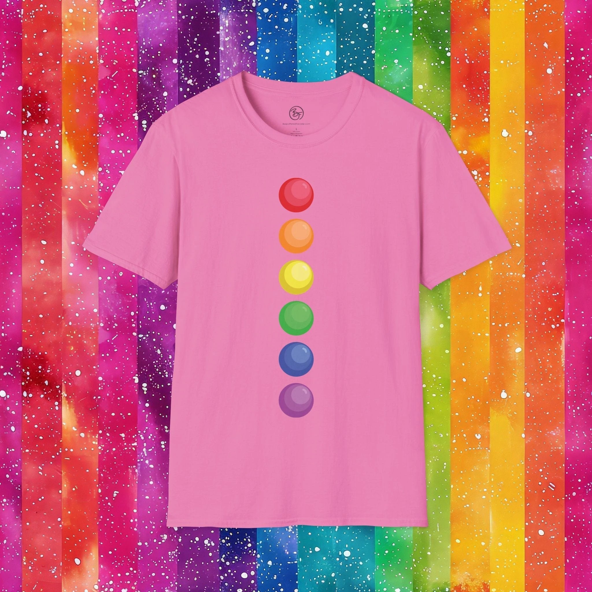 Bespattered Facade Rainbow Dots Unisex Softstyle T-Shirt by Bespattered Facade