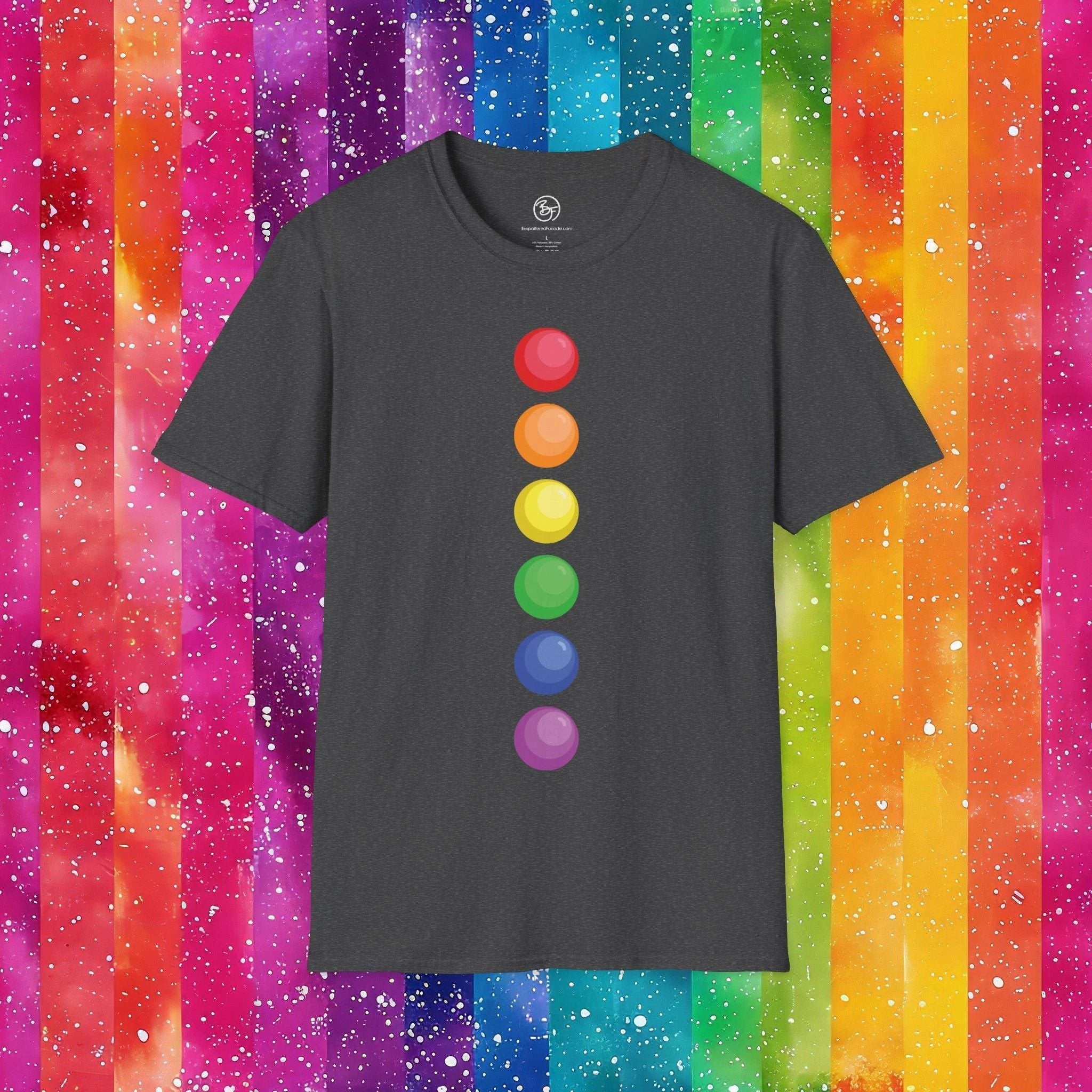 Bespattered Facade Rainbow Dots Unisex Softstyle T-Shirt by Bespattered Facade