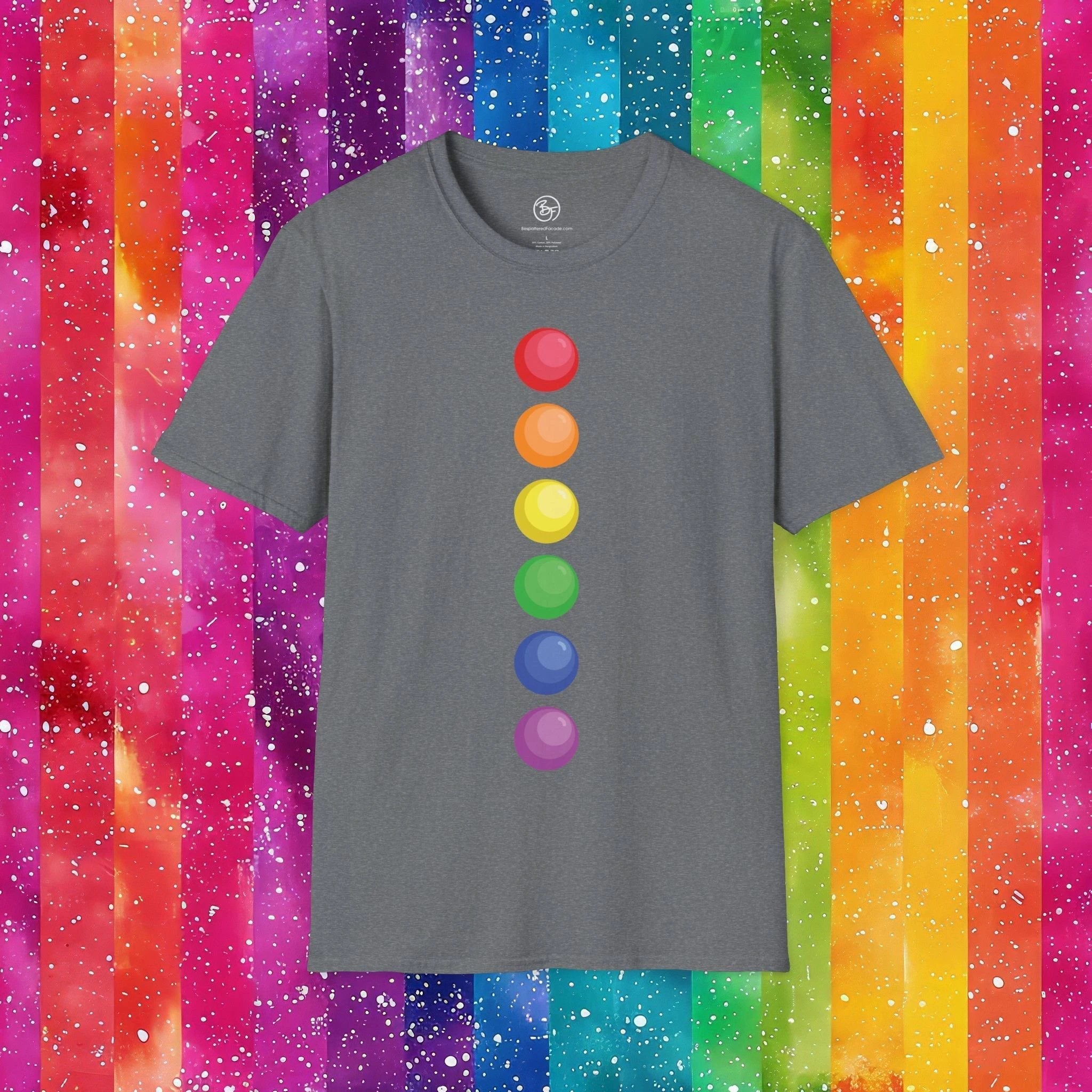 Bespattered Facade Rainbow Dots Unisex Softstyle T-Shirt by Bespattered Facade
