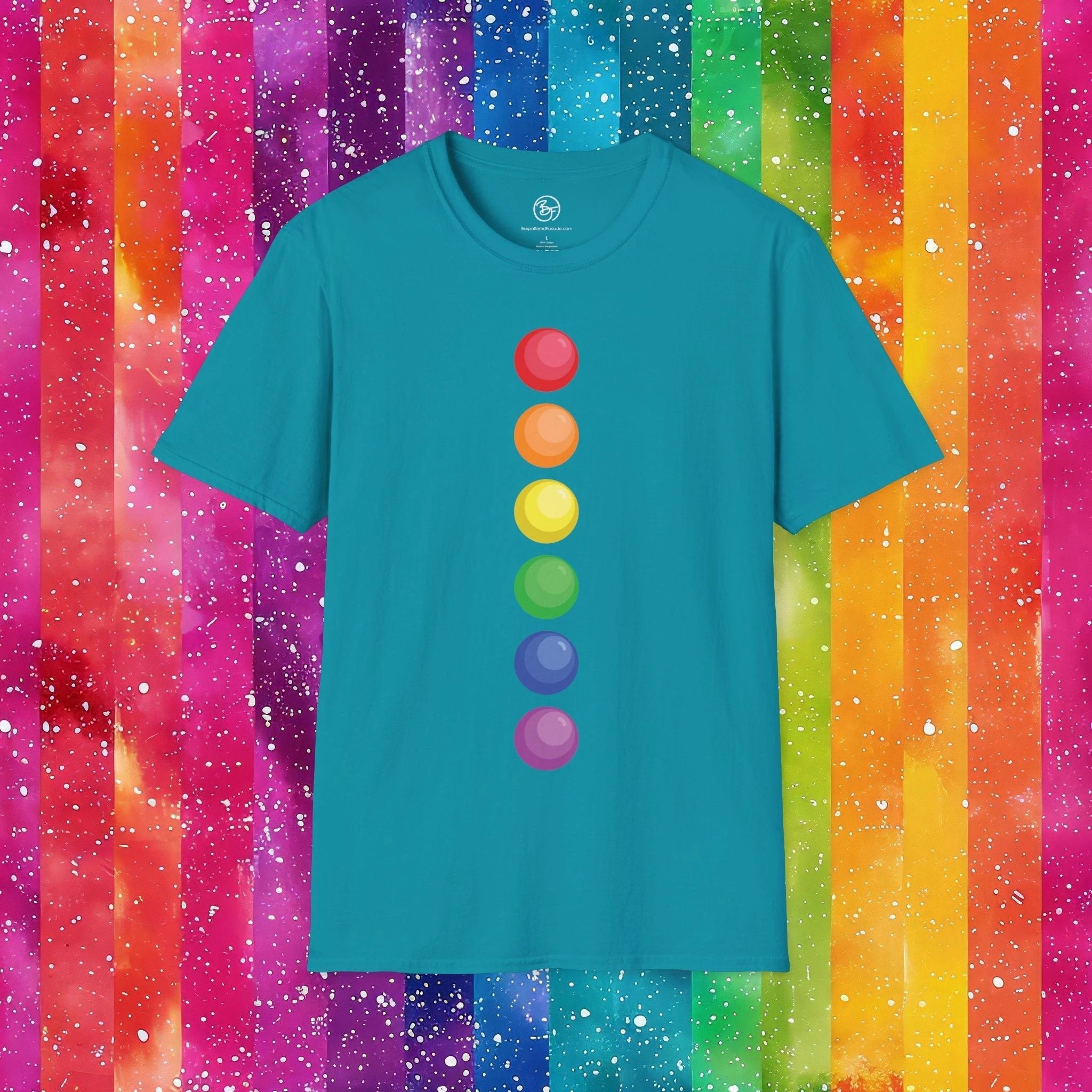Bespattered Facade Rainbow Dots Unisex Softstyle T-Shirt by Bespattered Facade