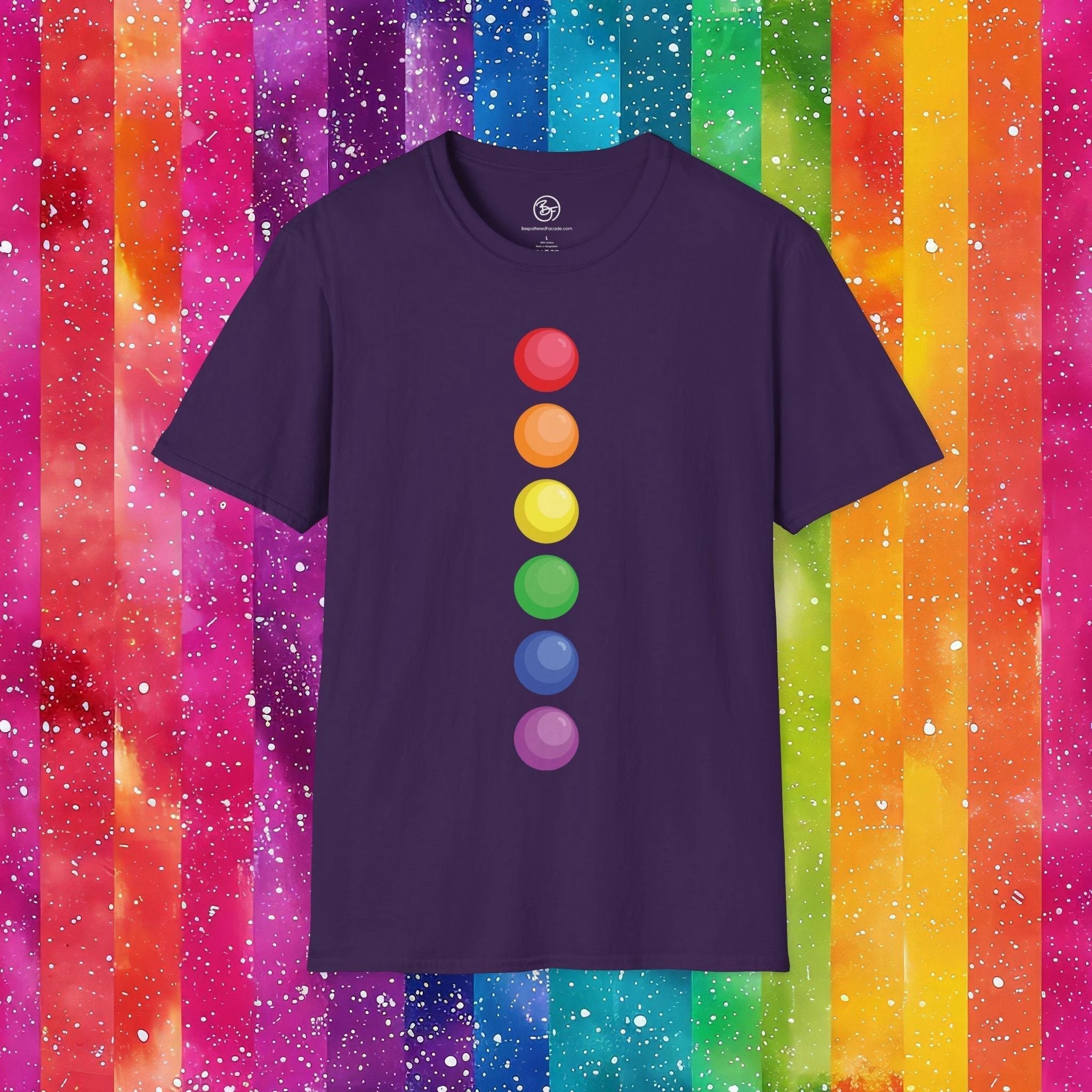 Bespattered Facade Rainbow Dots Unisex Softstyle T-Shirt by Bespattered Facade