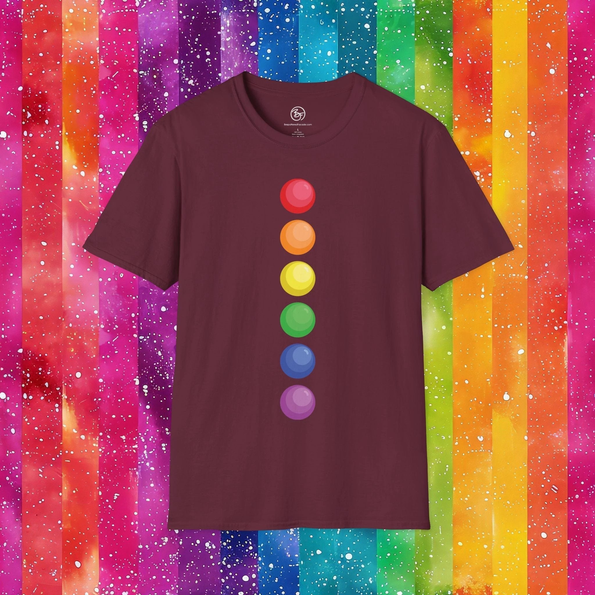 Bespattered Facade Rainbow Dots Unisex Softstyle T-Shirt by Bespattered Facade