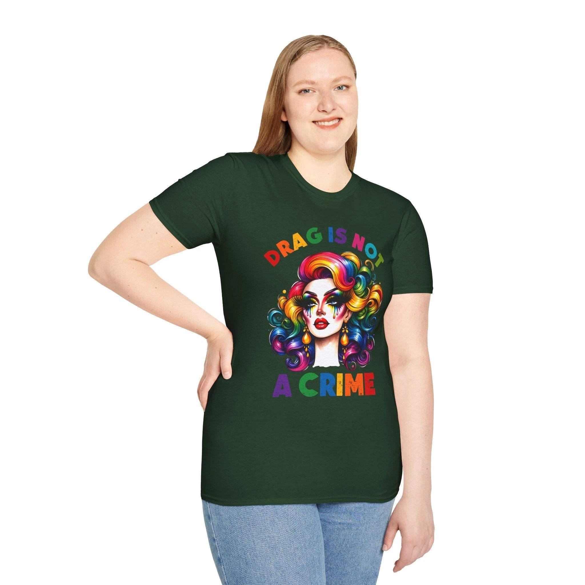 Bespattered Facade Rainbow Drag Is Not a Crime Diva Unisex Softstyle T-Shirt by Bespattered Facade