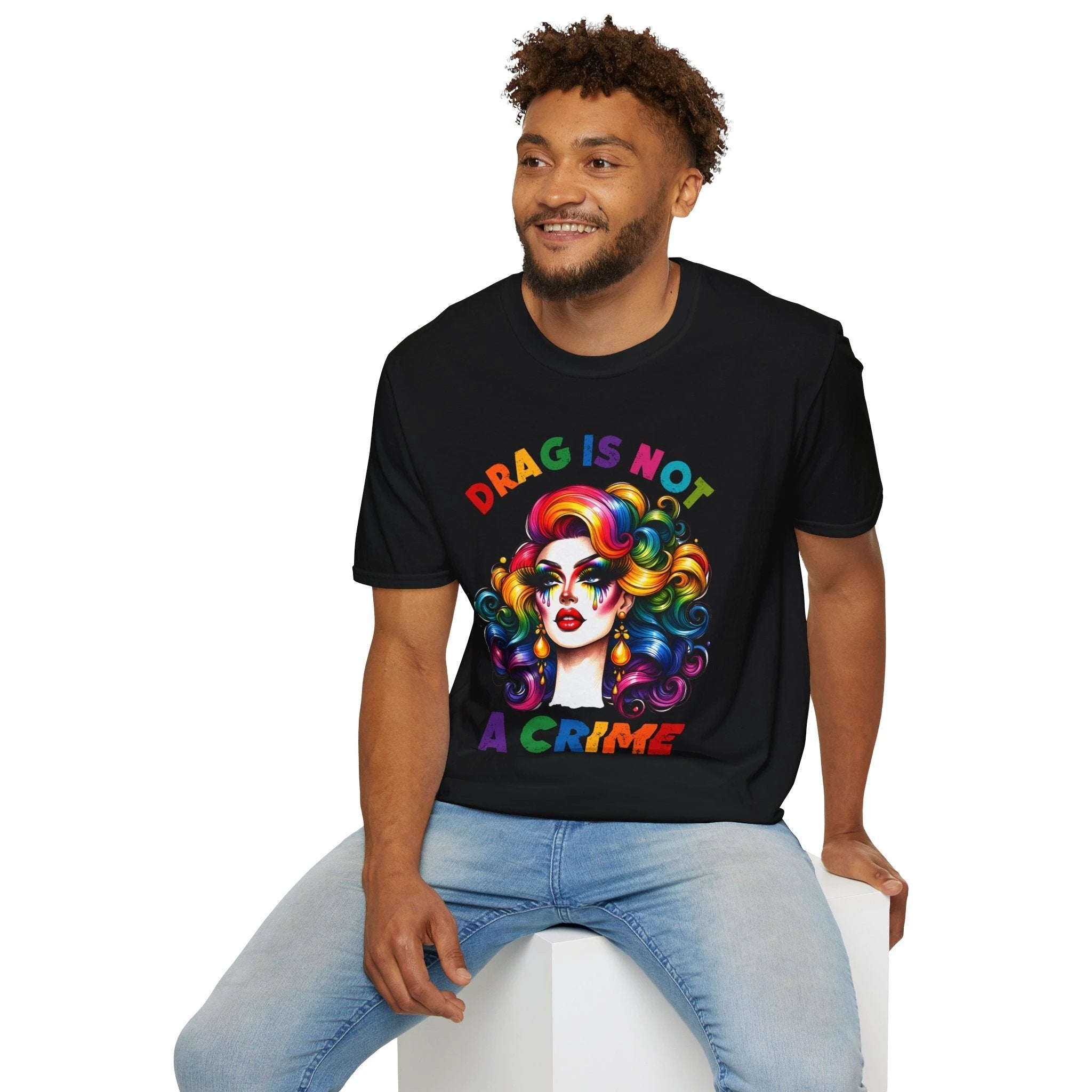 Bespattered Facade Rainbow Drag Is Not a Crime Diva Unisex Softstyle T-Shirt by Bespattered Facade