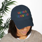 Bespattered Facade "Rainbow Is the New Black" Colorful Embroidered Distressed Dad Hat by Bespattered Facade