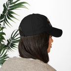 Bespattered Facade "Rainbow Is the New Black" Colorful Embroidered Distressed Dad Hat by Bespattered Facade