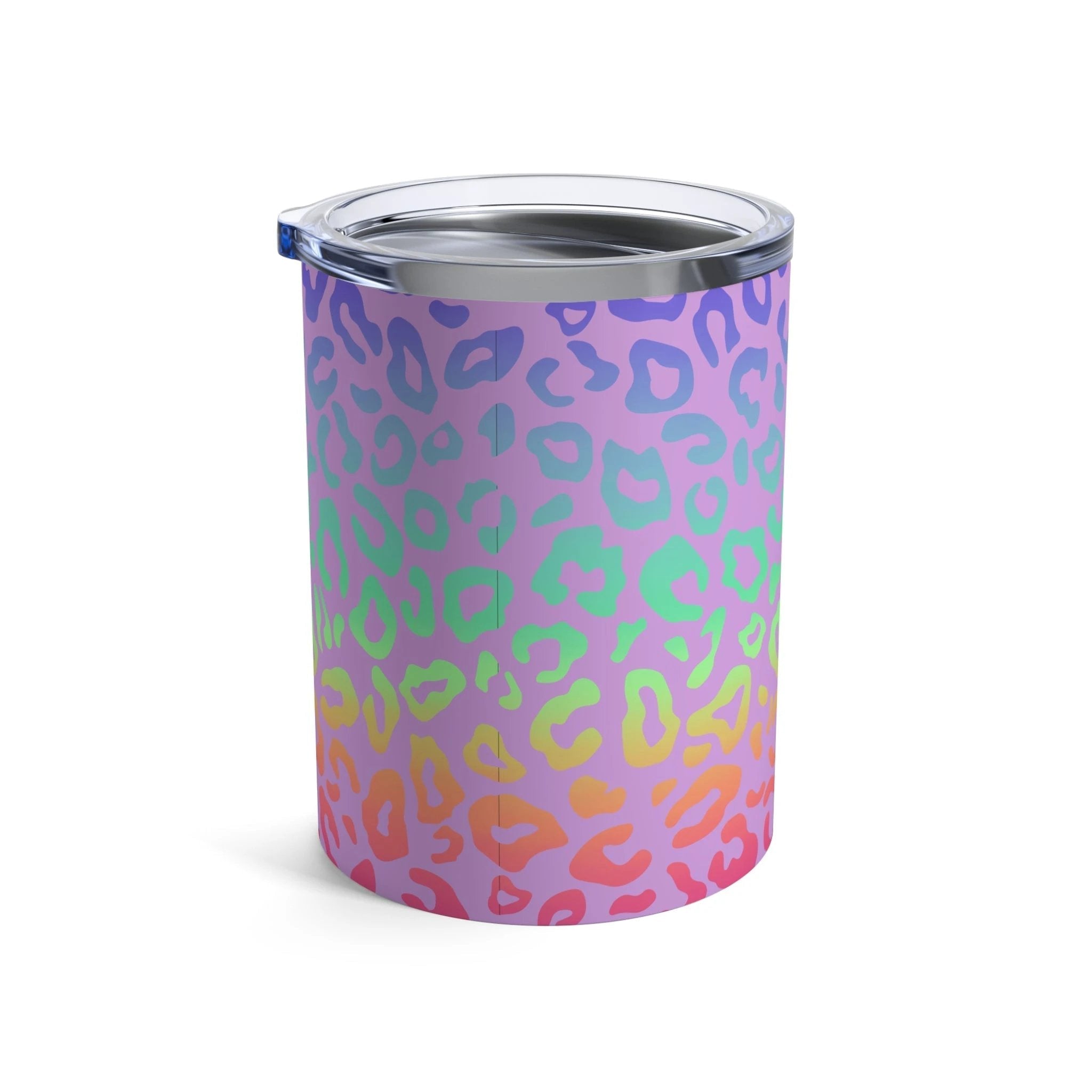 Bespattered Facade Rainbow Leopard Tumbler 10oz by Bespattered Facade